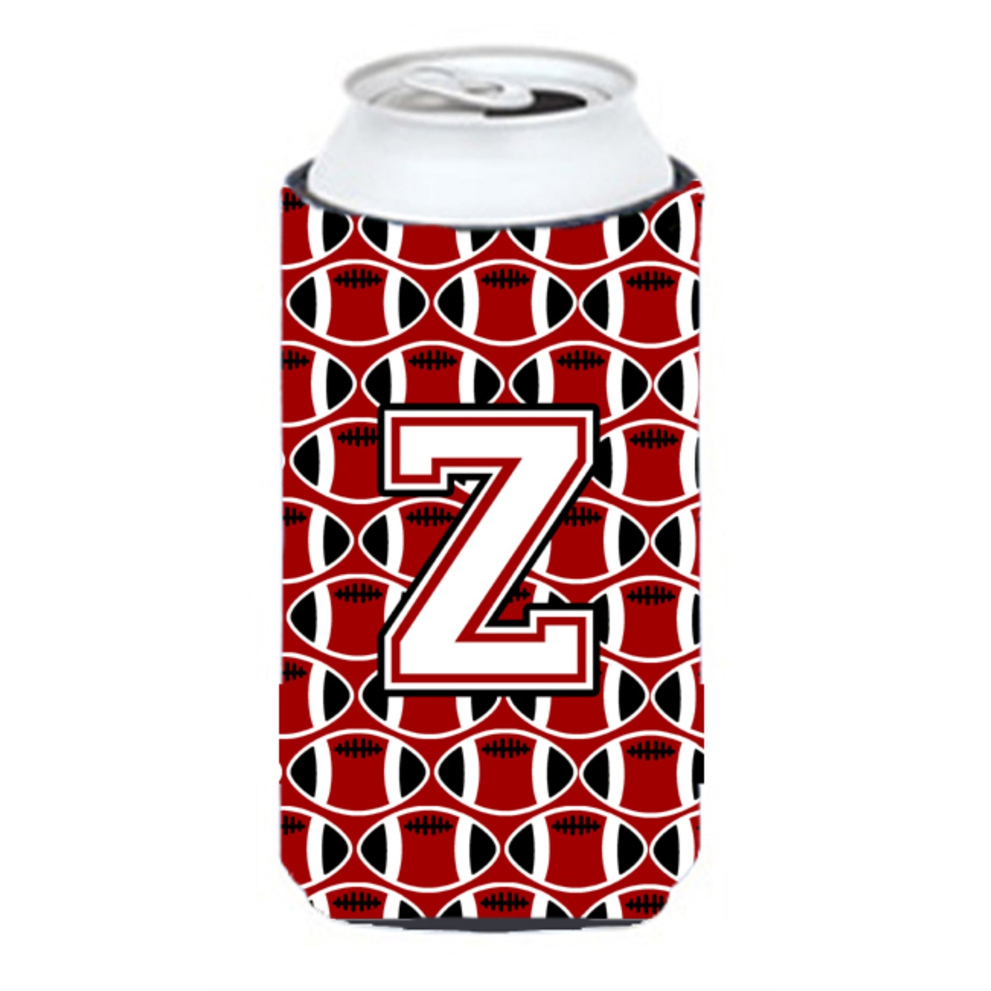 Letter Z Football Cardinal And White Tall Boy Beverage Insulator Hugger Cj1082-Ztbc