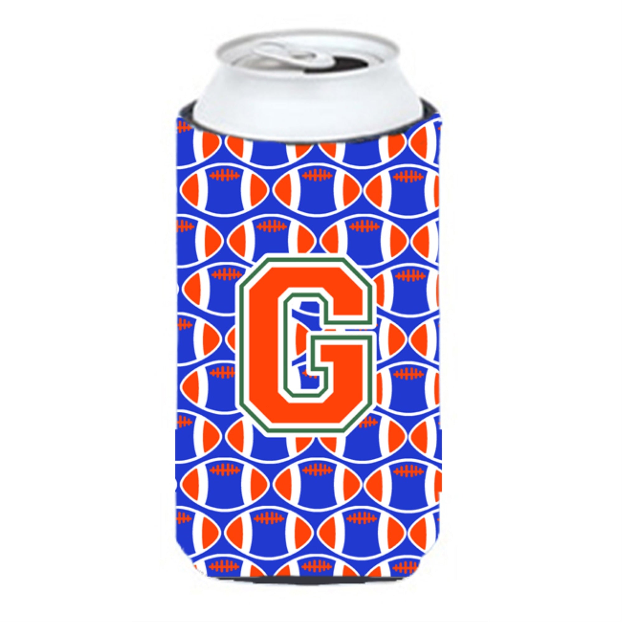 'Letter G Football Green, Blue And Orange Tall Boy Beverage Insulator Hugger Cj1083-Gtbc''