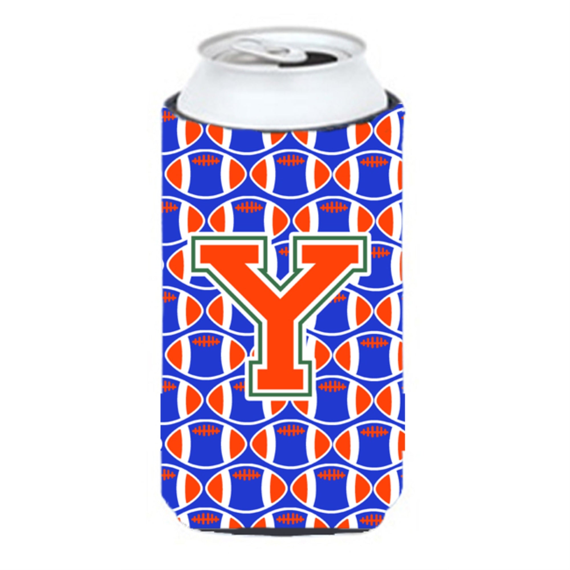 'Letter Y Football Green, Blue And Orange Tall Boy Beverage Insulator Hugger Cj1083-Ytbc''