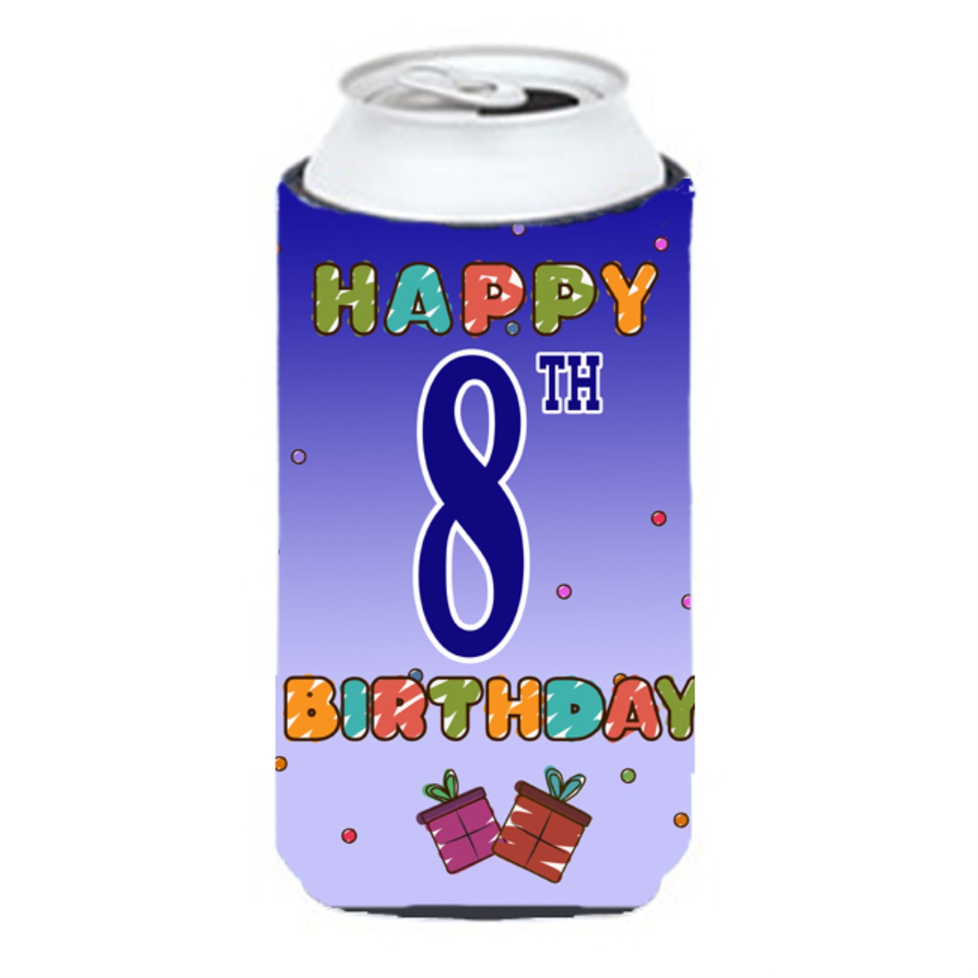 Happy 8Th Birthday Tall Boy Beverage Insulator Hugger Cj1099Tbc