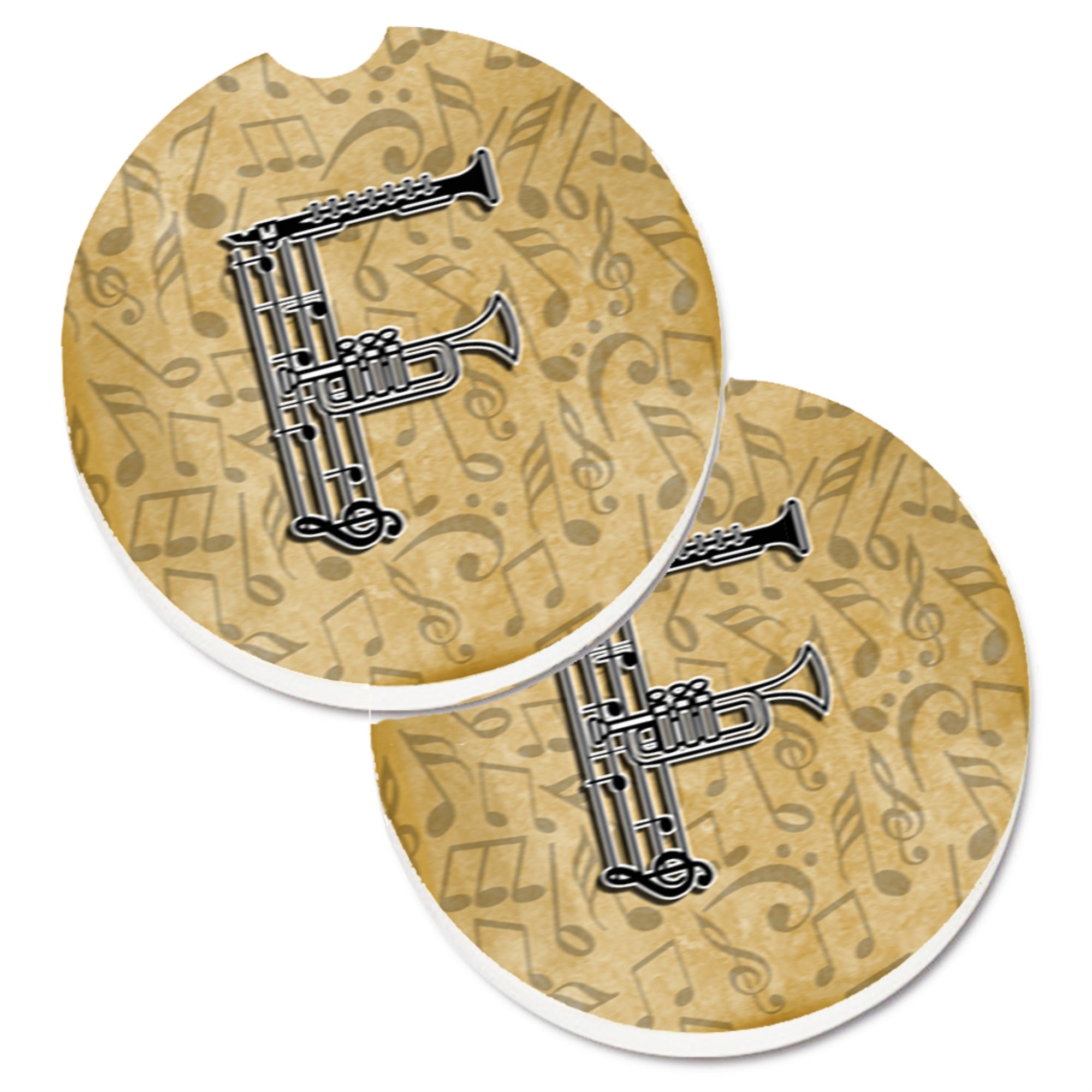 'Caroline'S Treasures Letter F Musical Instrument Alphabet Set Of 2 Cup Holder Car Coasters Cj2004-Fcarc, 2.56, Multicolor''