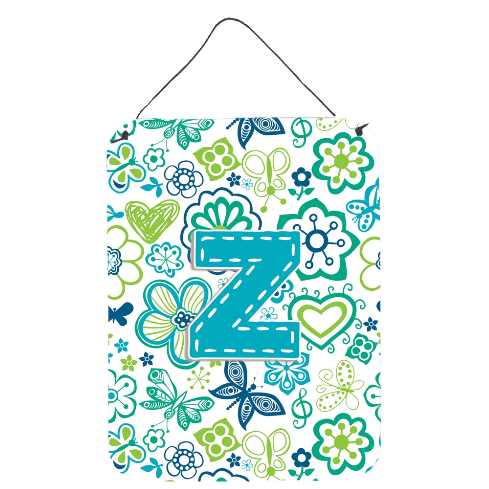 'Caroline'S Treasures Cj2006-Zds1216 Letter Z Flowers And Butterflies Teal Blue Wall Or Door Hanging Prints, 16 X 12'''', Multi