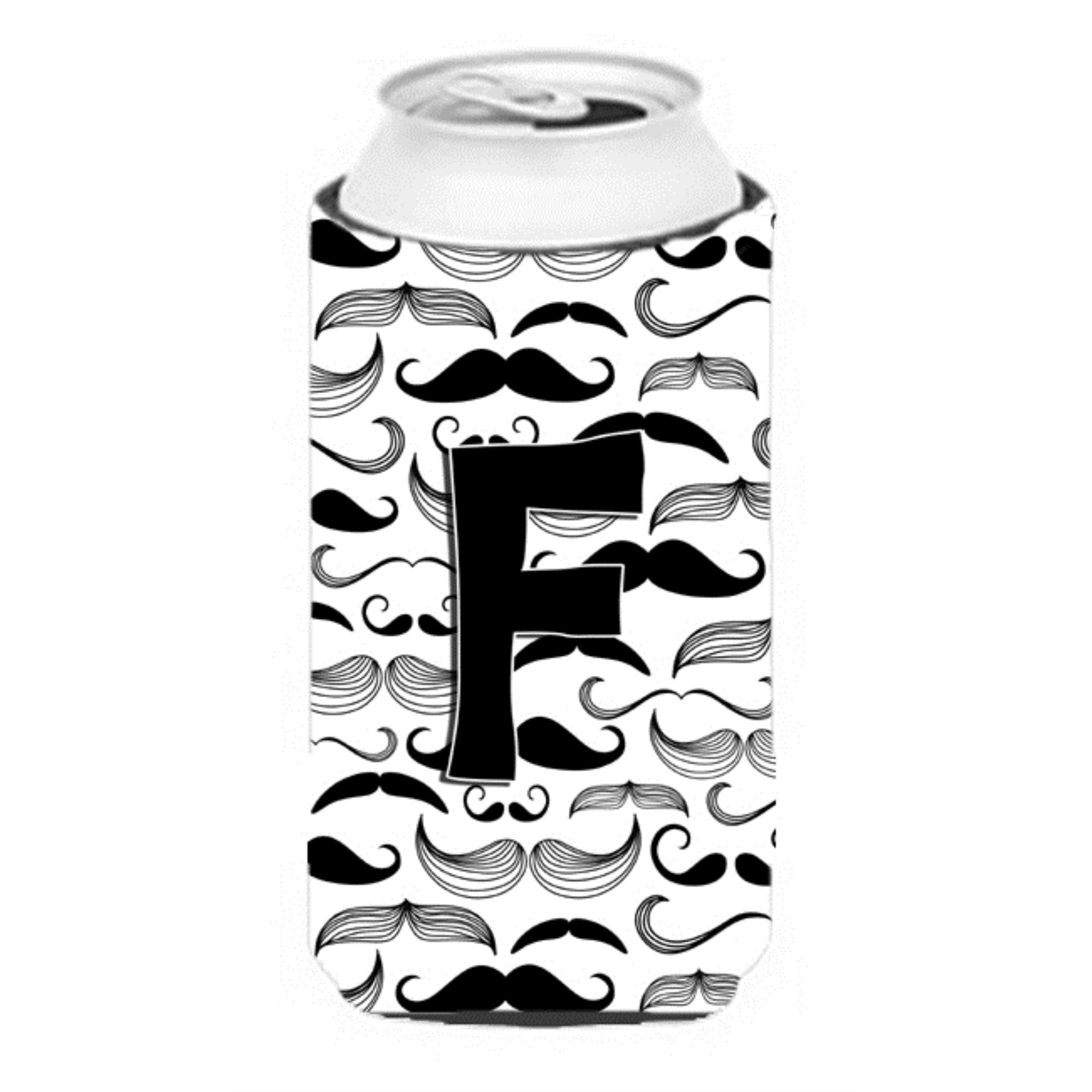 Letter F Moustache Initial Tall Boy Beverage Insulator Hugger Cj2009-Ftbc