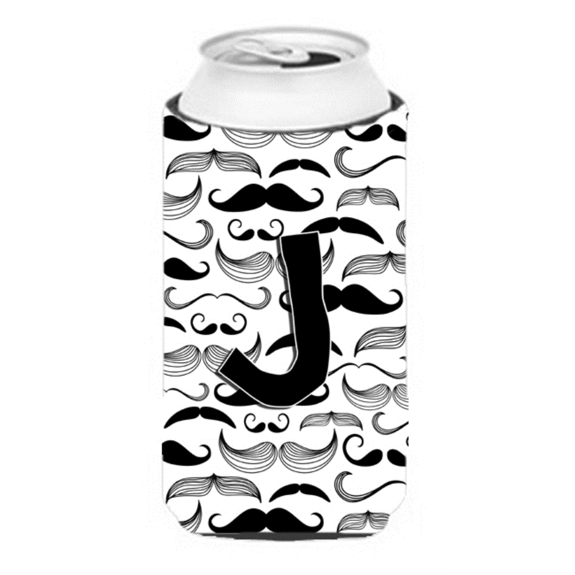 Letter J Moustache Initial Tall Boy Beverage Insulator Hugger Cj2009-Jtbc