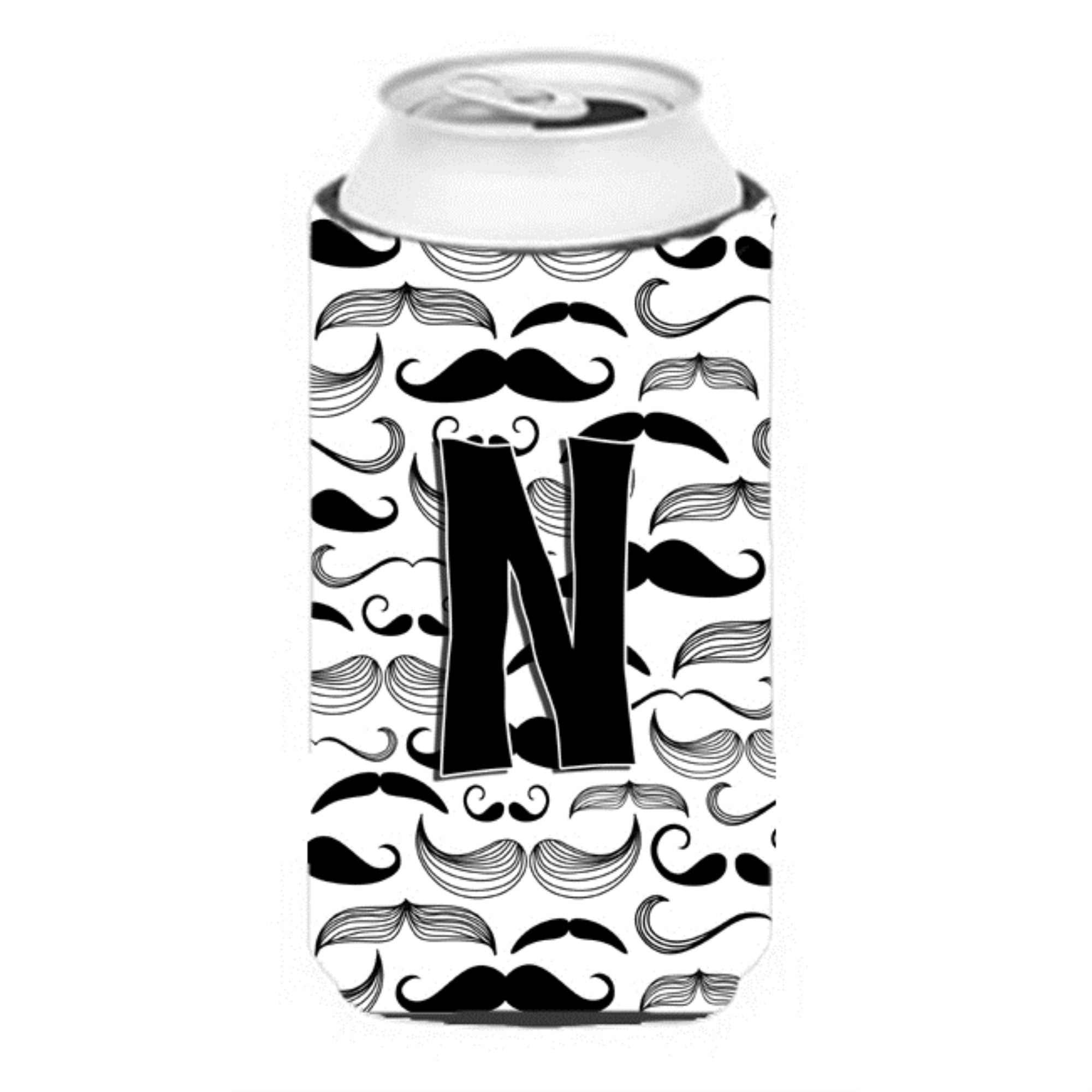 Letter N Moustache Initial Tall Boy Beverage Insulator Hugger Cj2009-Ntbc
