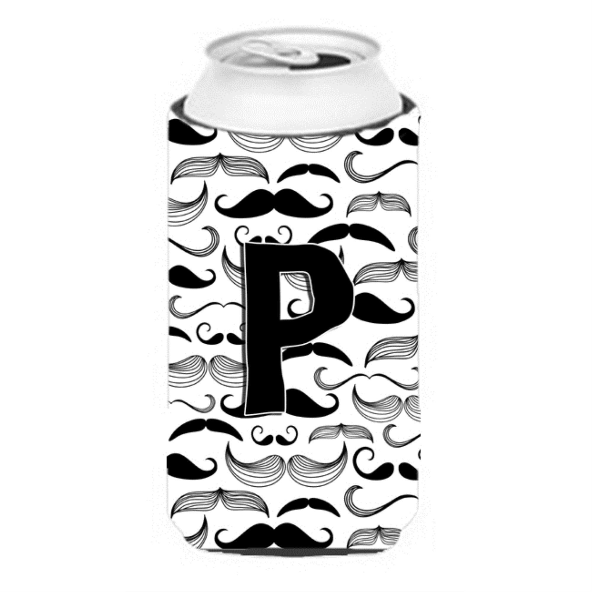 Letter P Moustache Initial Tall Boy Beverage Insulator Hugger Cj2009-Ptbc