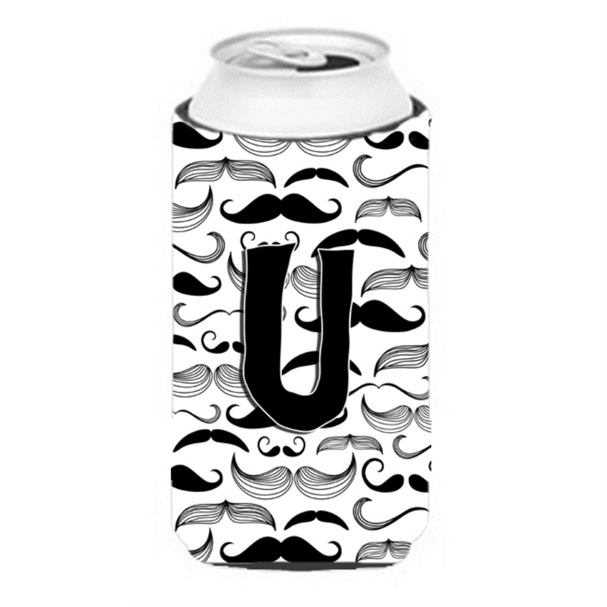 Letter U Moustache Initial Tall Boy Beverage Insulator Hugger Cj2009-Utbc