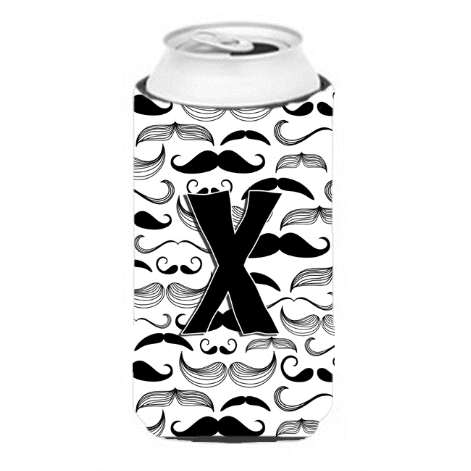 Letter X Moustache Initial Tall Boy Beverage Insulator Hugger Cj2009-Xtbc