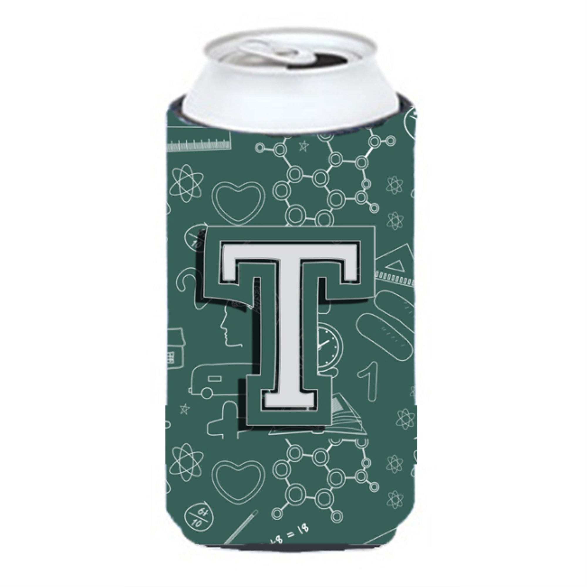 Letter T Back To School Initial Tall Boy Beverage Insulator Hugger Cj2010-Ttbc