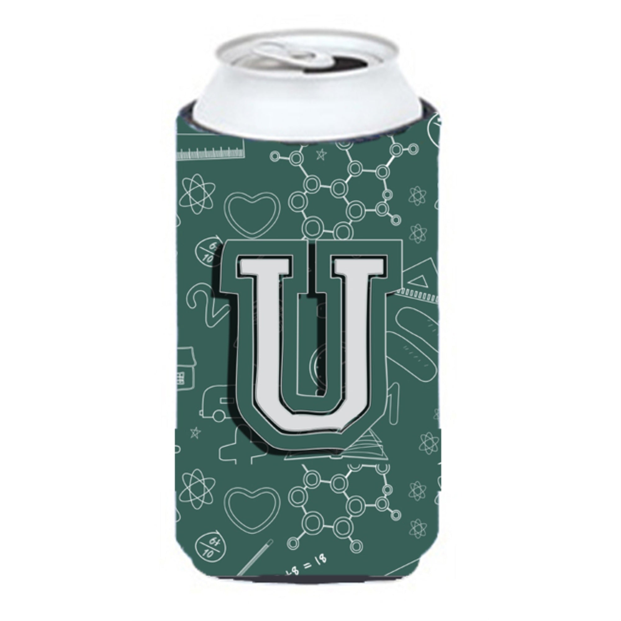 Letter U Back To School Initial Tall Boy Beverage Insulator Hugger Cj2010-Utbc