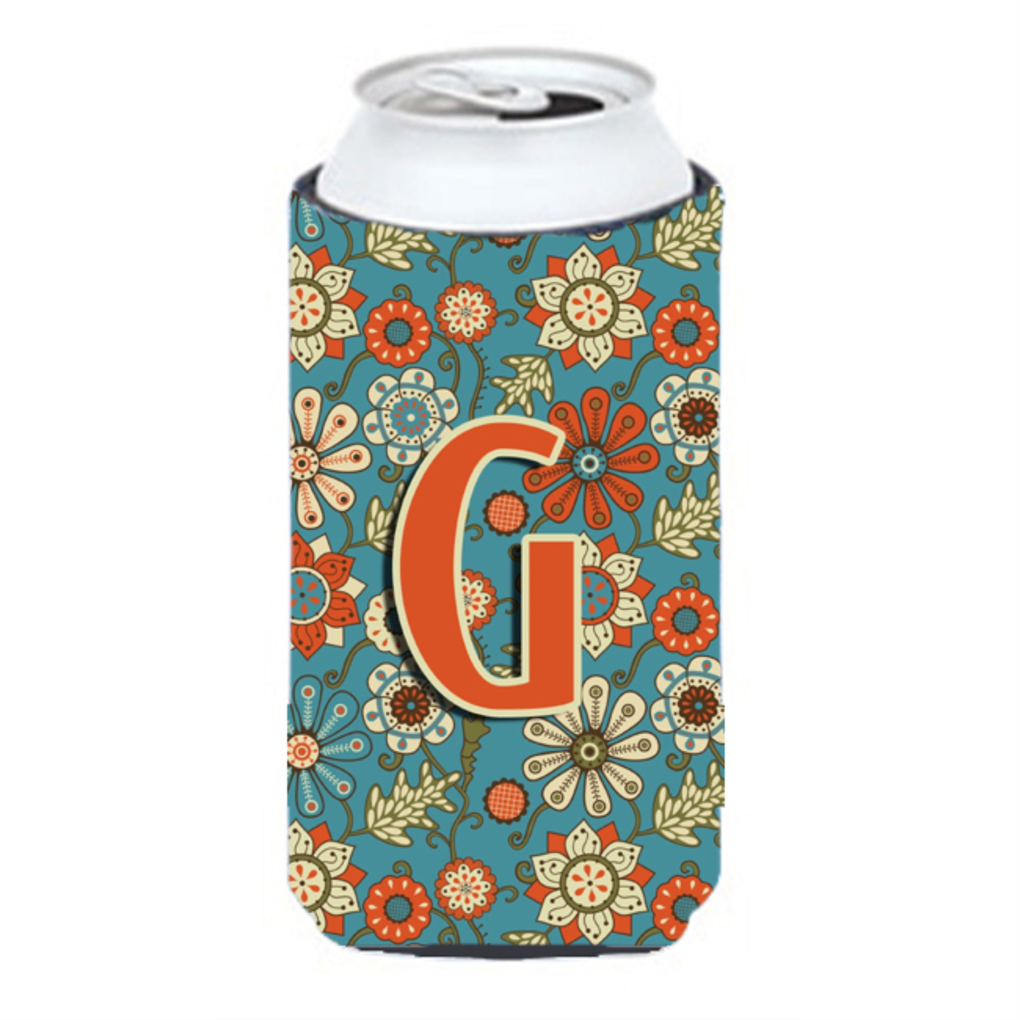 Letter G Flowers Retro Blue Tall Boy Beverage Insulator Hugger Cj2012-Gtbc