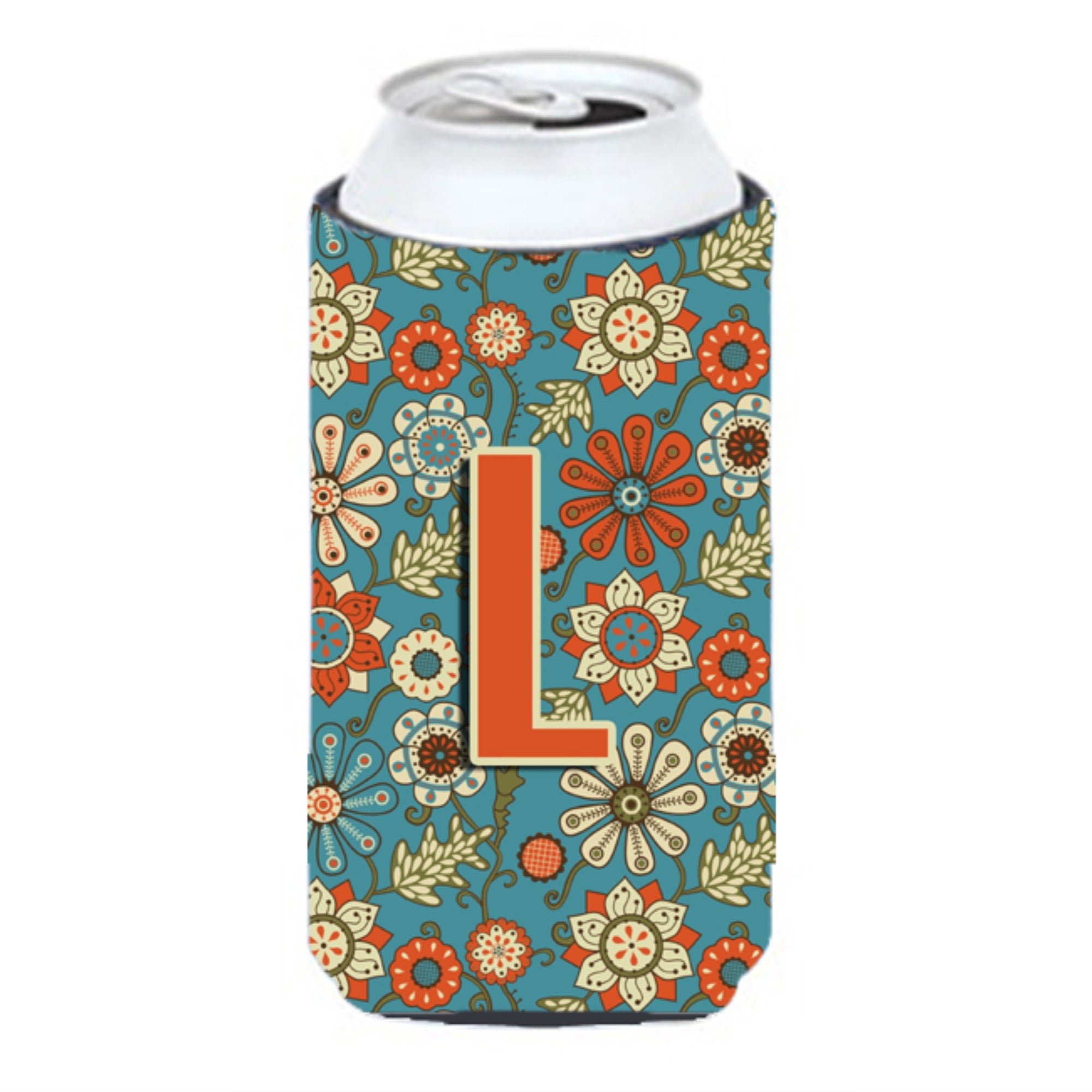Letter L Flowers Retro Blue Tall Boy Beverage Insulator Hugger Cj2012-Ltbc