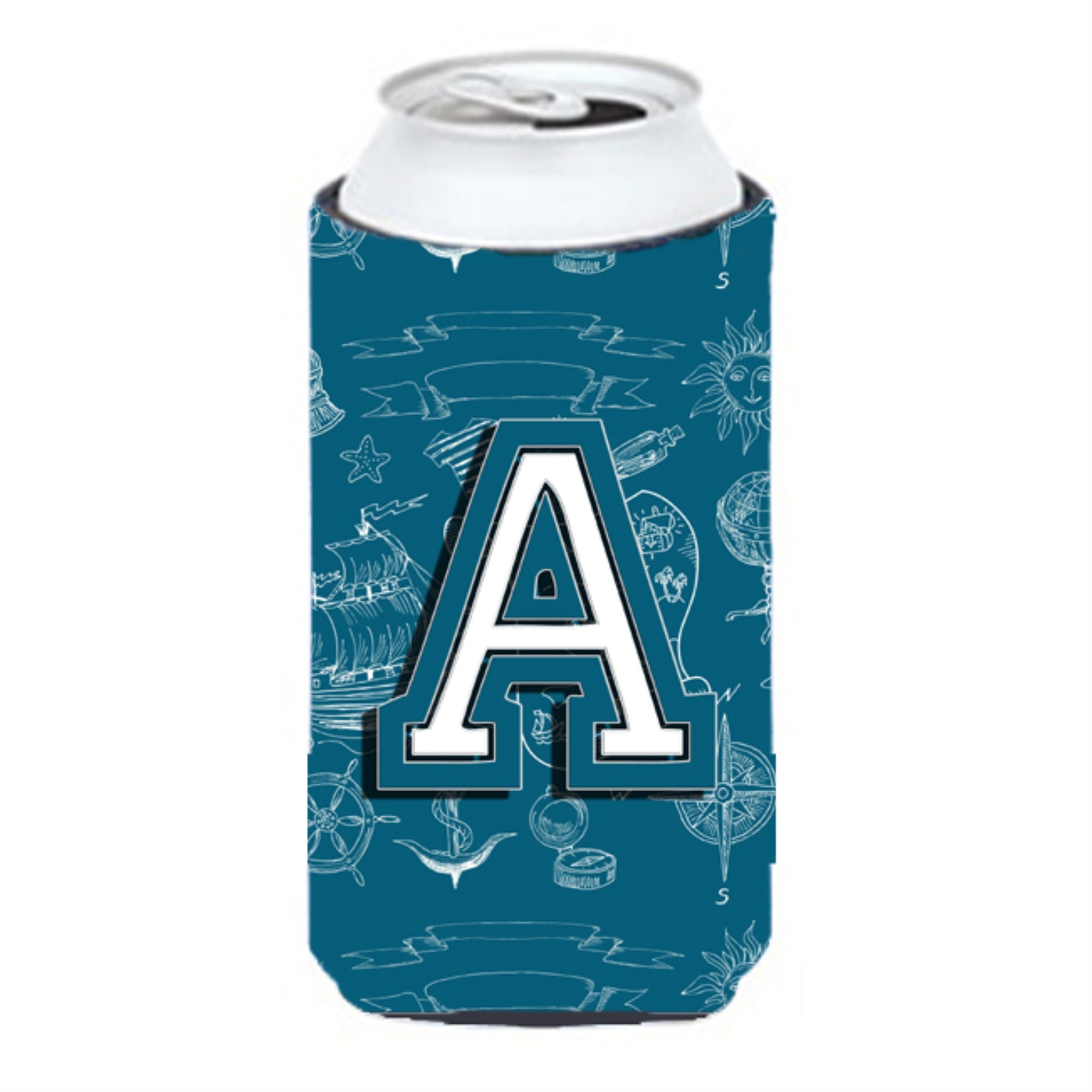 Letter A Sea Doodles Initial Alphabet Tall Boy Beverage Insulator Hugger Cj2014-Atbc