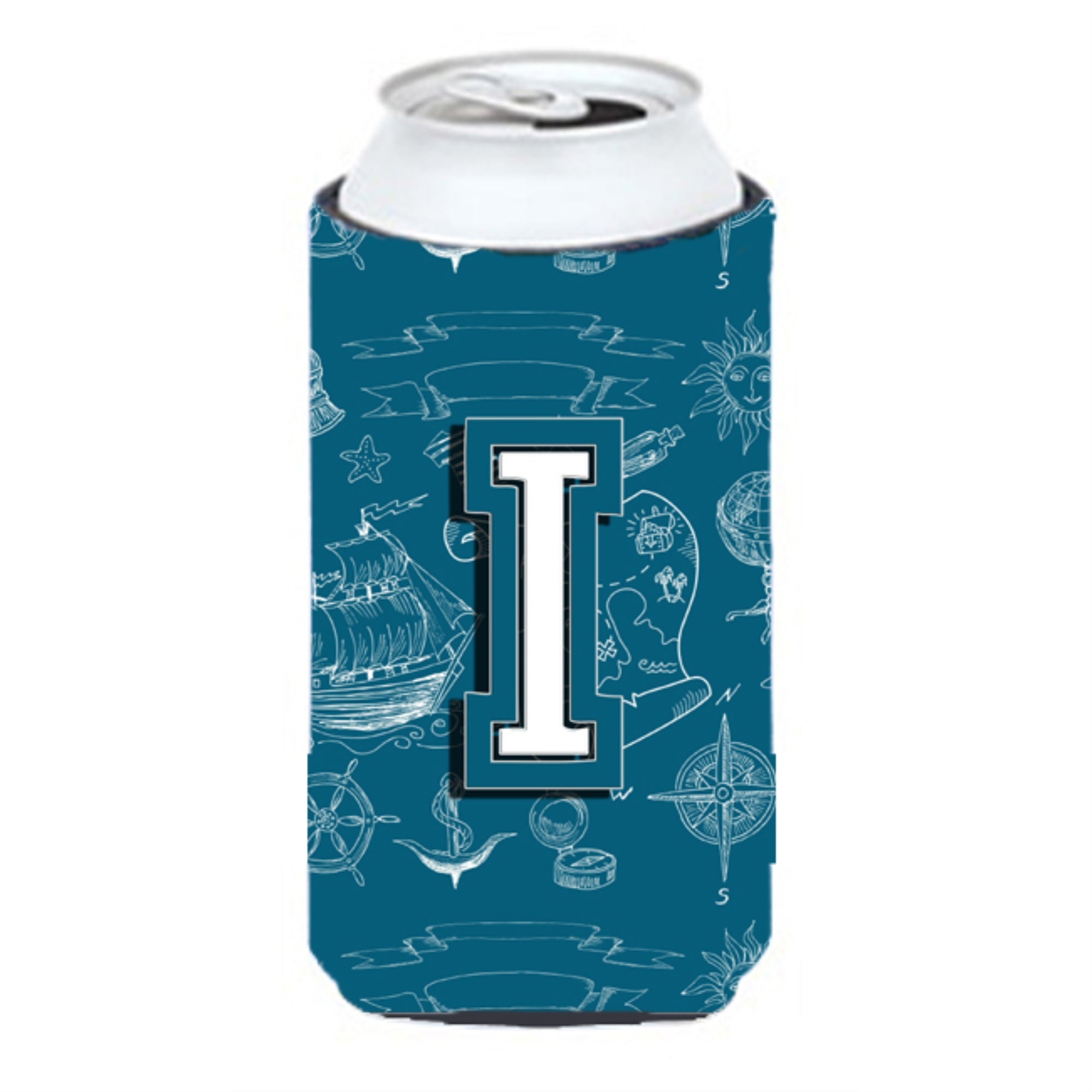 Letter I Sea Doodles Initial Alphabet Tall Boy Beverage Insulator Hugger Cj2014-Itbc