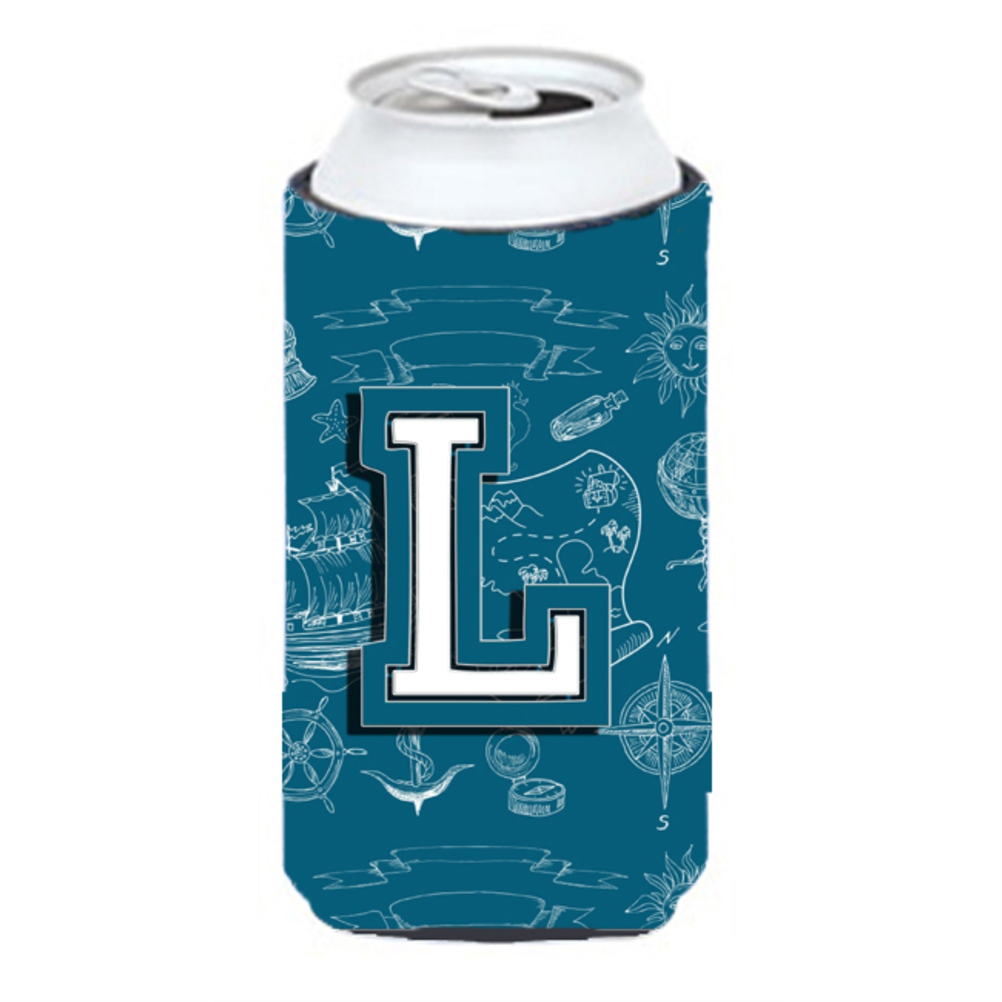Letter L Sea Doodles Initial Alphabet Tall Boy Beverage Insulator Hugger Cj2014-Ltbc