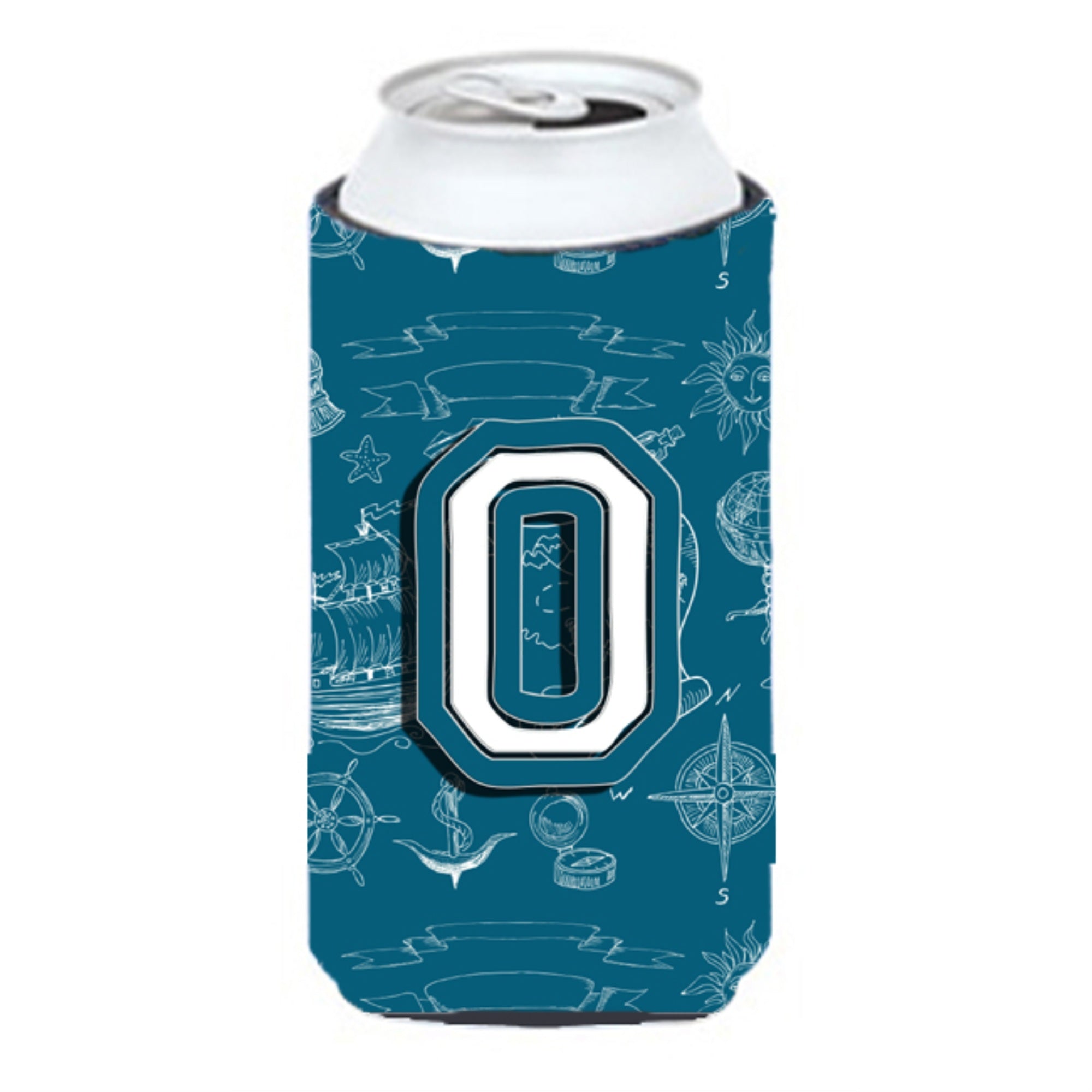 Letter O Sea Doodles Initial Alphabet Tall Boy Beverage Insulator Hugger Cj2014-Otbc