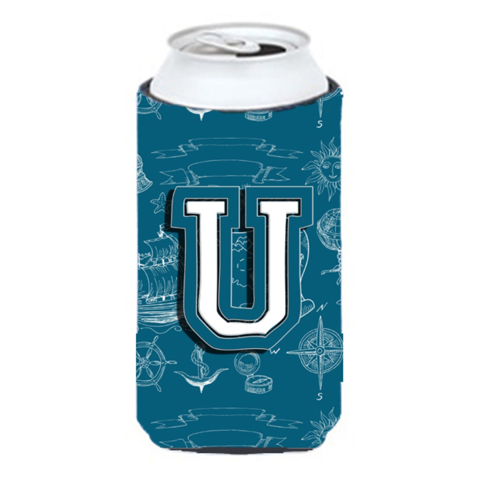 Letter U Sea Doodles Initial Alphabet Tall Boy Beverage Insulator Hugger Cj2014-Utbc