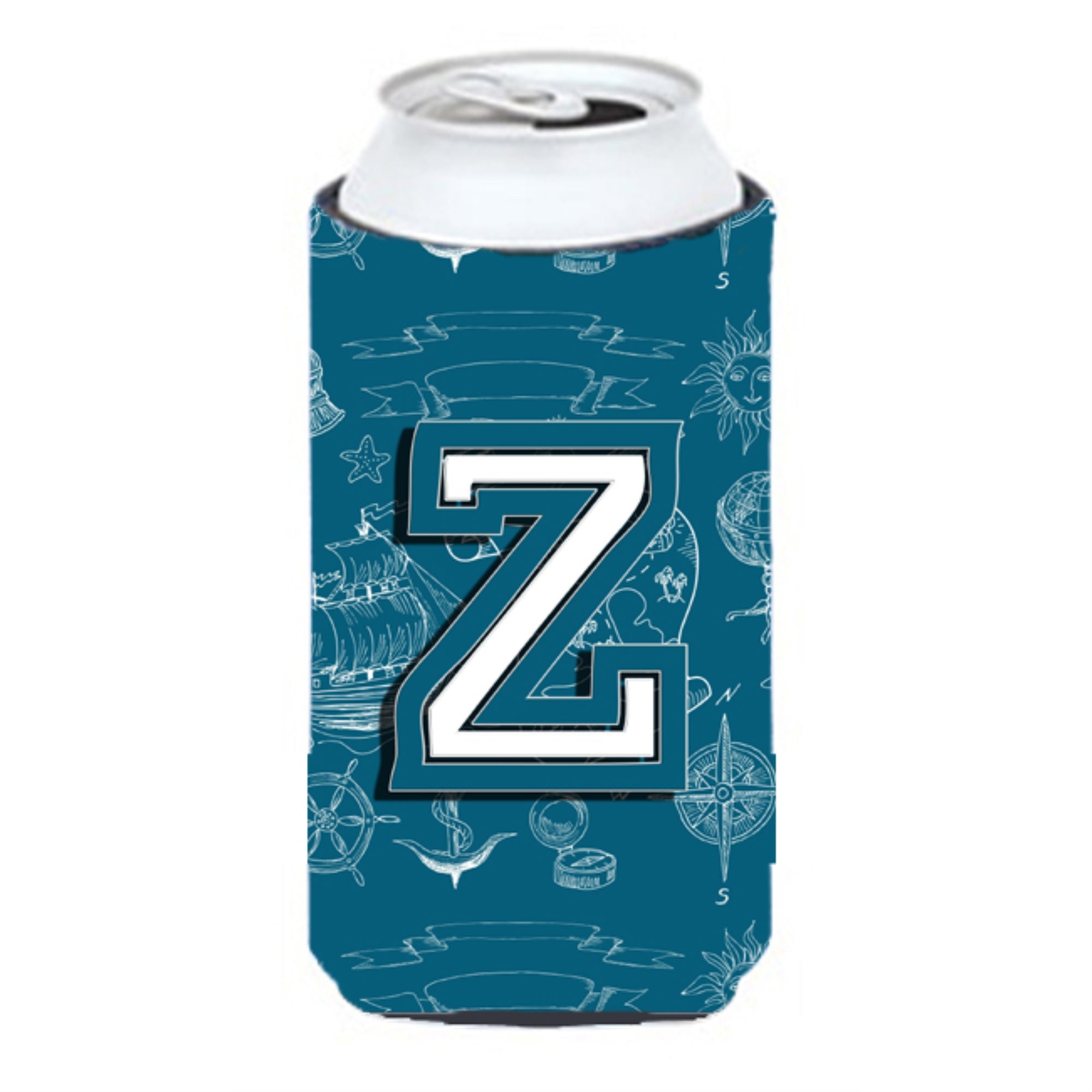 Letter Z Sea Doodles Initial Alphabet Tall Boy Beverage Insulator Hugger Cj2014-Ztbc