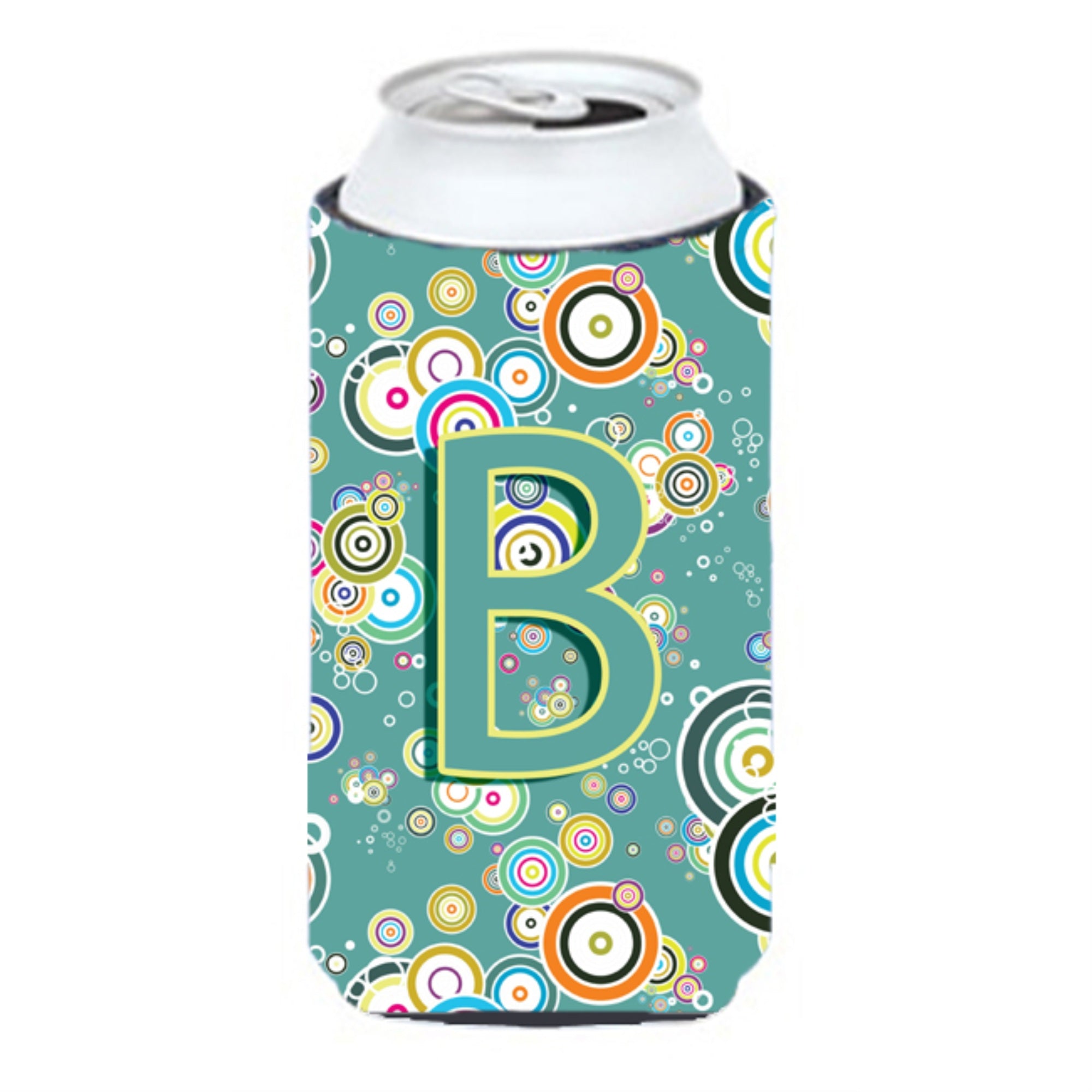 Letter B Circle Circle Teal Initial Alphabet Tall Boy Beverage Insulator Hugger Cj2015-Btbc
