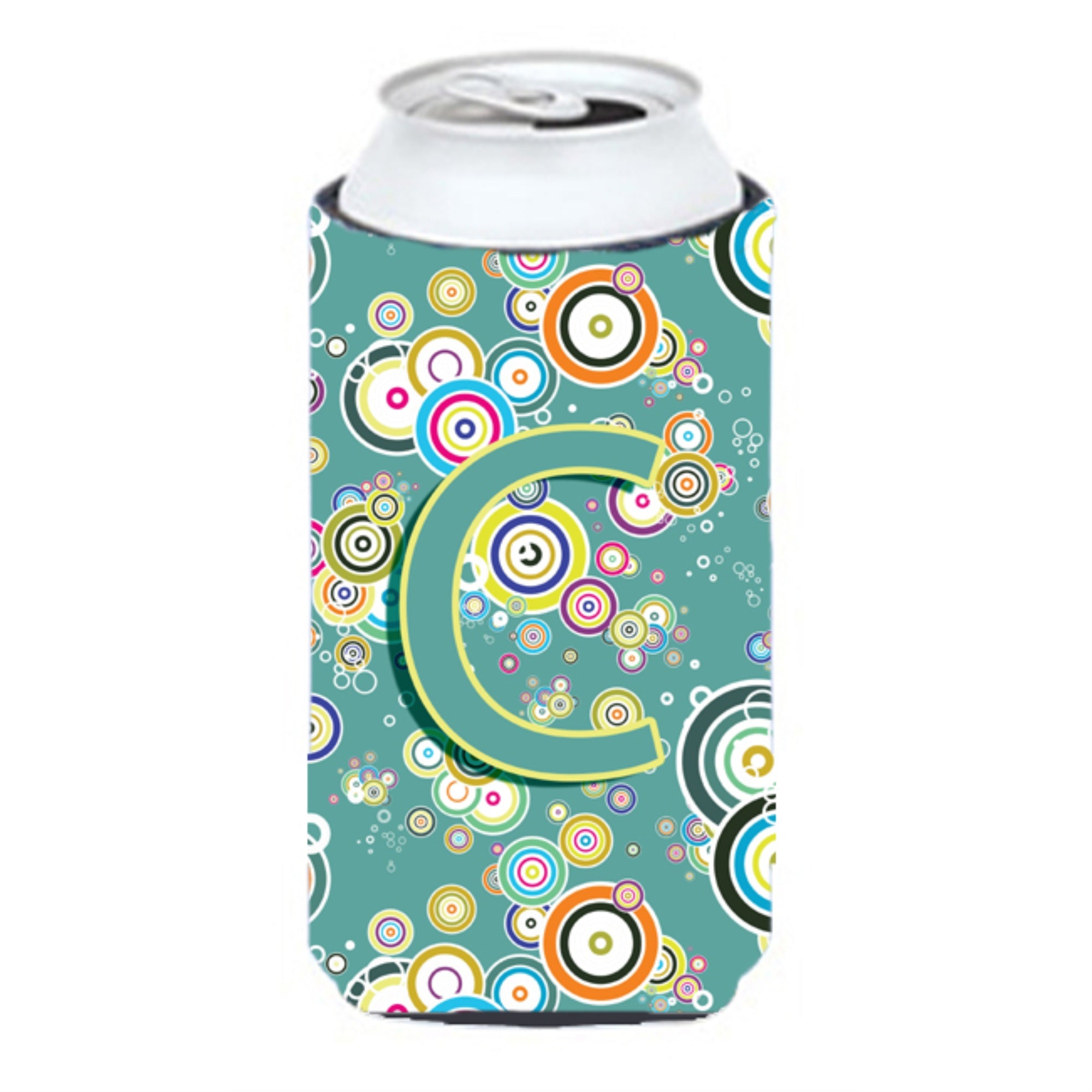 Letter C Circle Circle Teal Initial Alphabet Tall Boy Beverage Insulator Hugger Cj2015-Ctbc