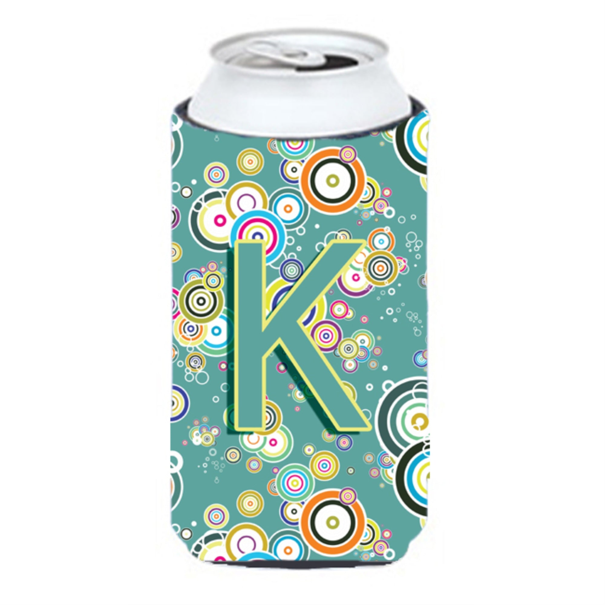 Letter K Circle Circle Teal Initial Alphabet Tall Boy Beverage Insulator Hugger Cj2015-Ktbc