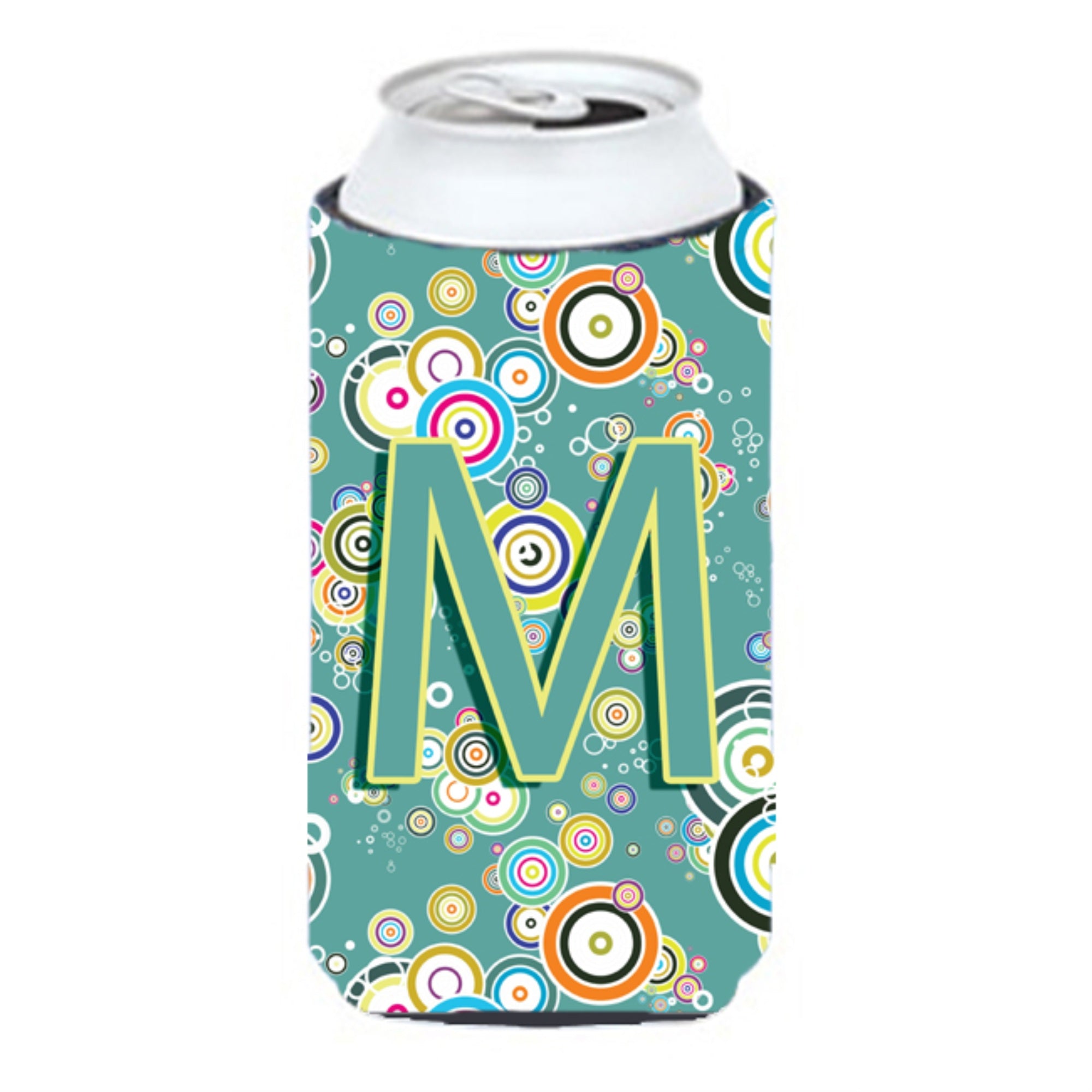 Letter M Circle Circle Teal Initial Alphabet Tall Boy Beverage Insulator Hugger Cj2015-Mtbc