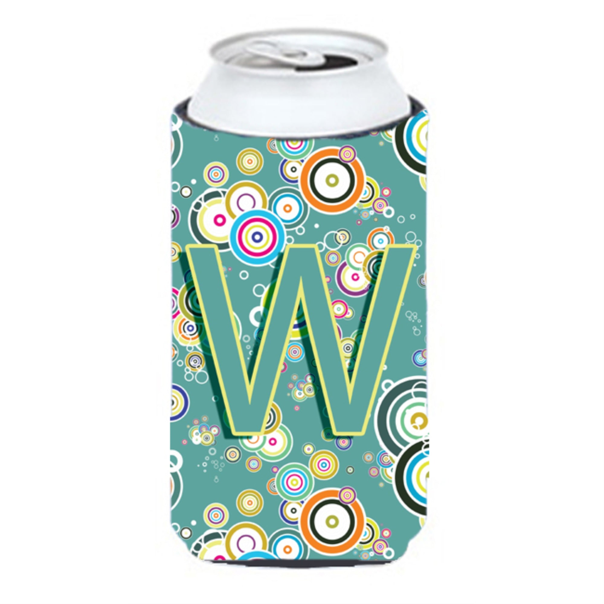 Letter W Circle Circle Teal Initial Alphabet Tall Boy Beverage Insulator Hugger Cj2015-Wtbc