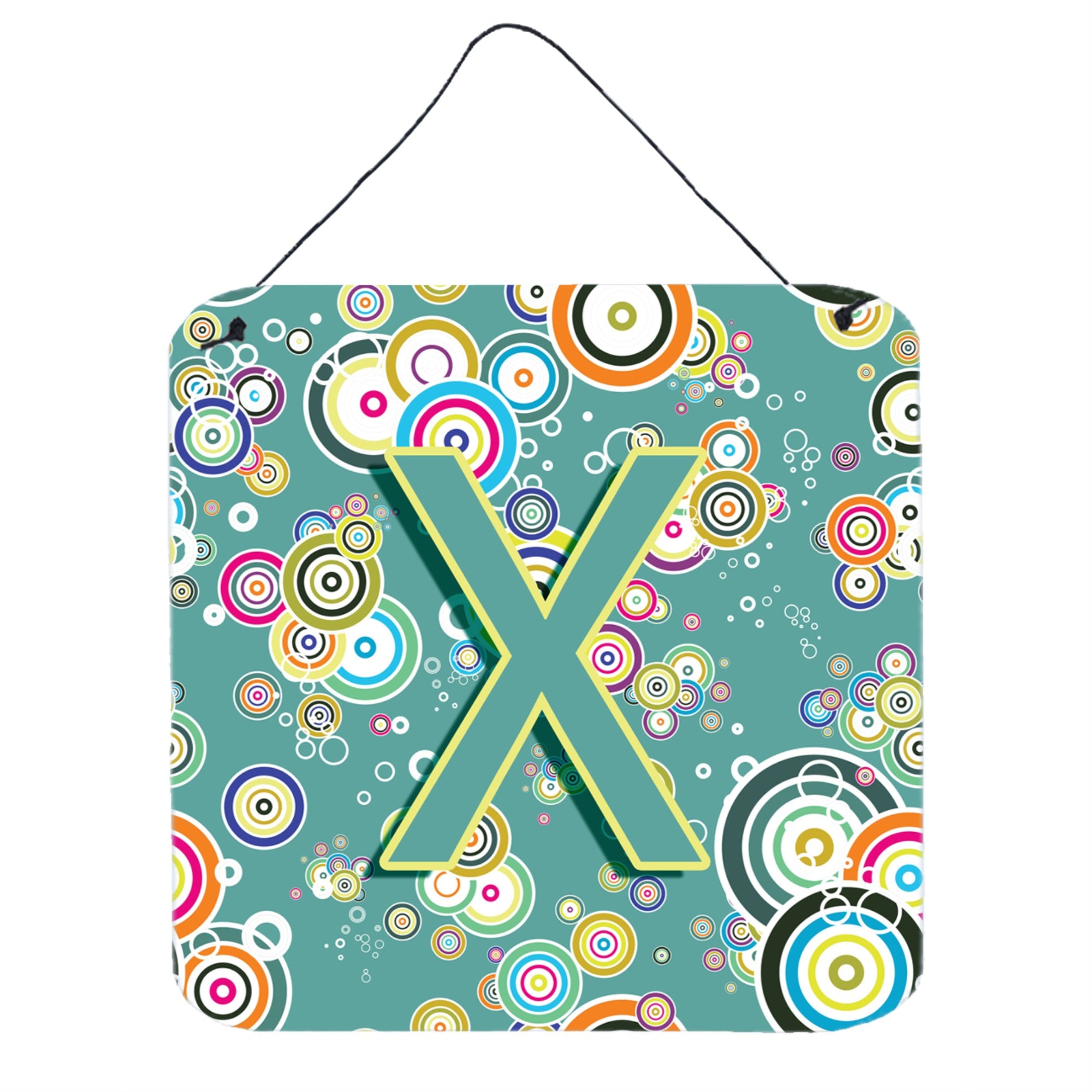 'Caroline'S Treasures Letter X Circle Teal Initial With Alphabet Wall Or Door Hanging Prints, 6 X 6''''''