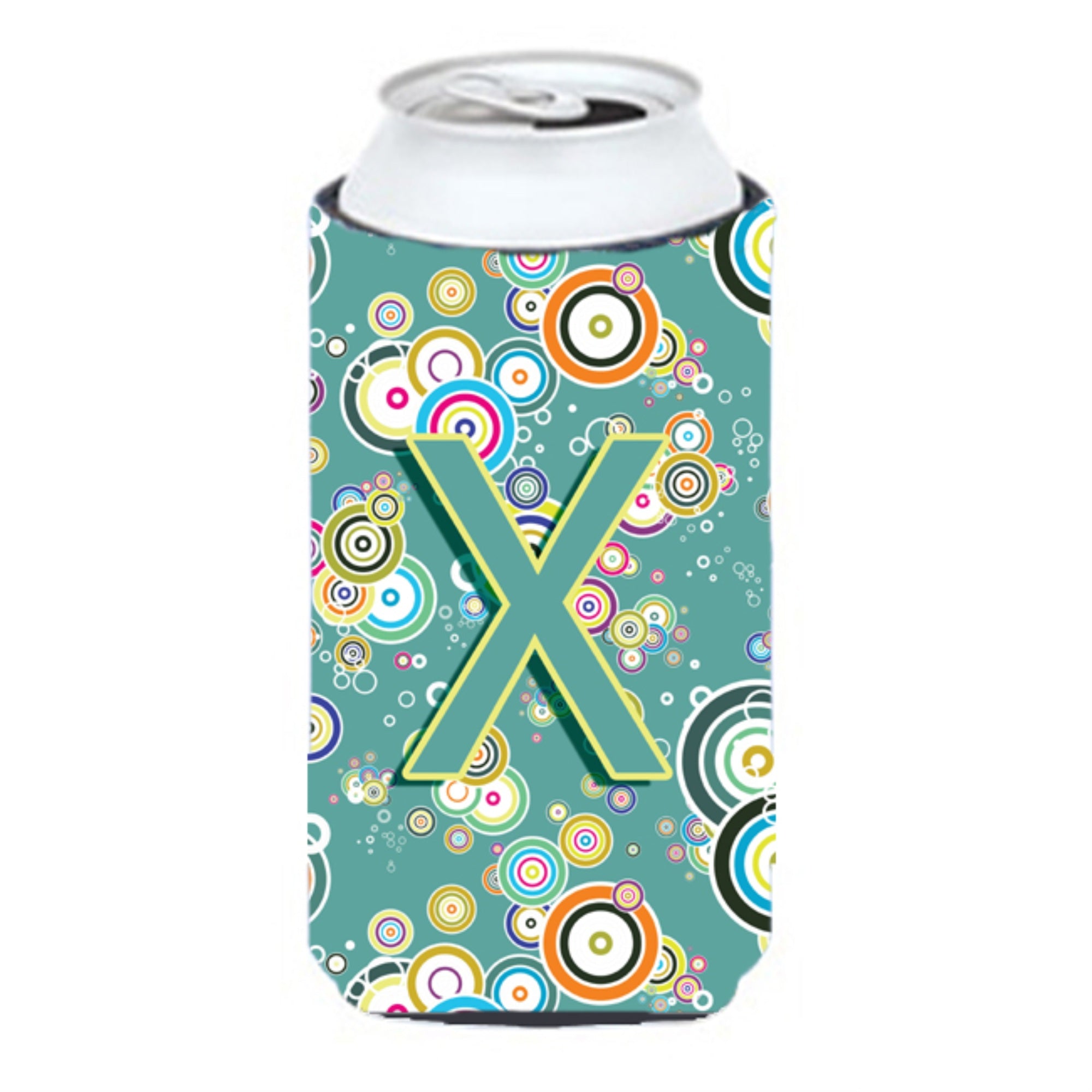 Letter X Circle Circle Teal Initial Alphabet Tall Boy Beverage Insulator Hugger Cj2015-Xtbc