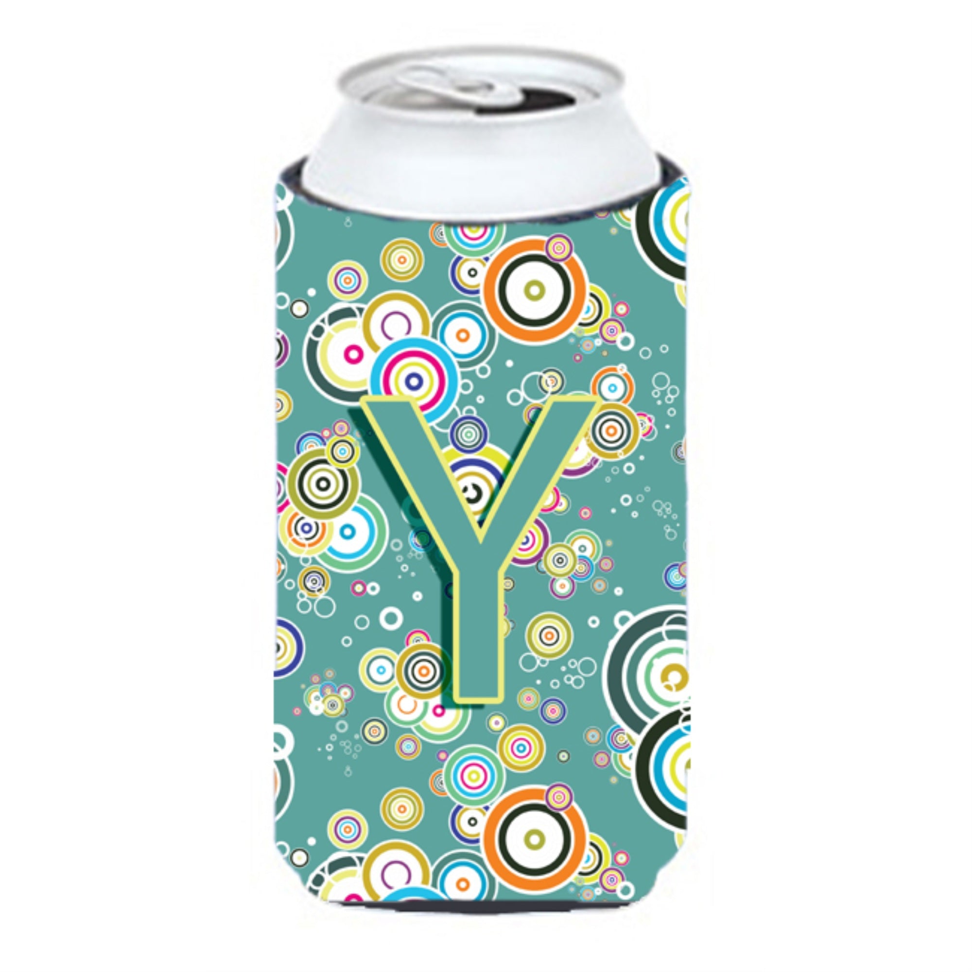 Letter Y Circle Circle Teal Initial Alphabet Tall Boy Beverage Insulator Hugger Cj2015-Ytbc