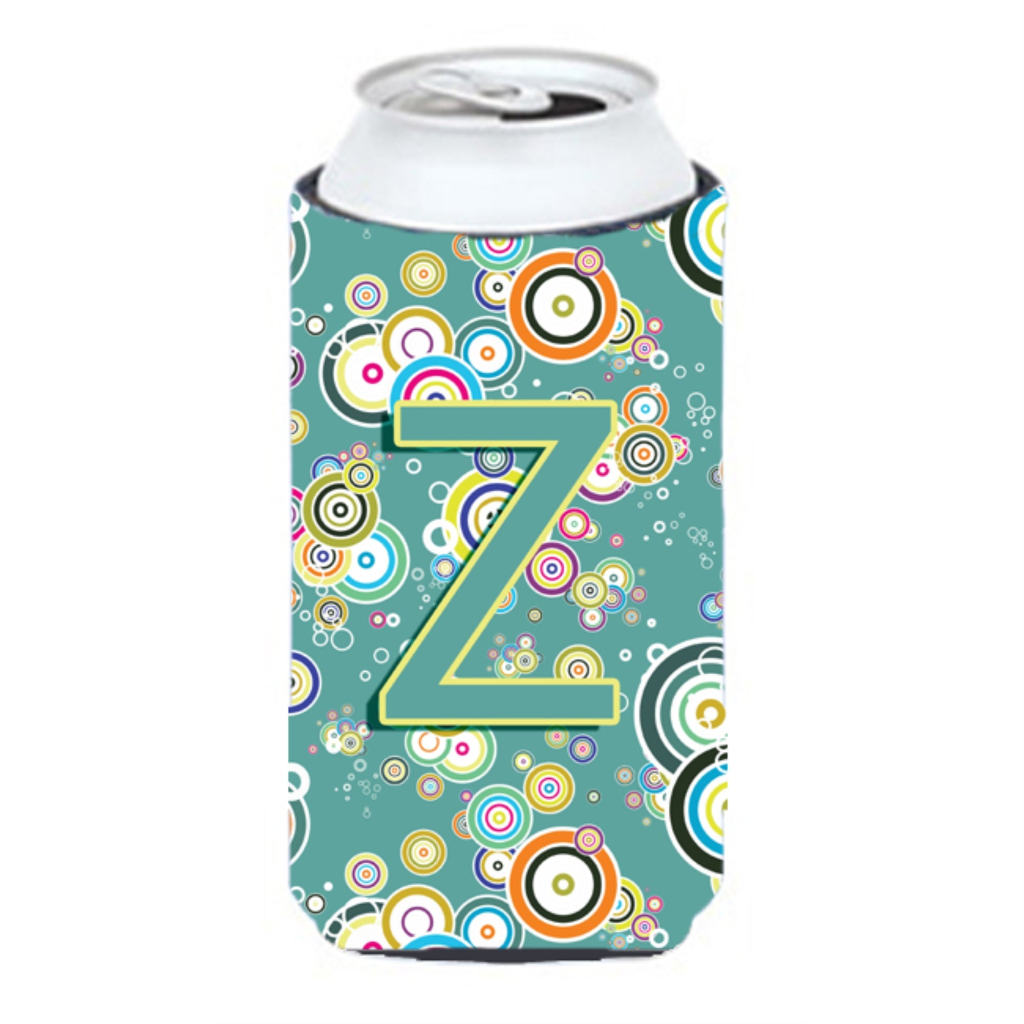 Letter Z Circle Circle Teal Initial Alphabet Tall Boy Beverage Insulator Hugger Cj2015-Ztbc