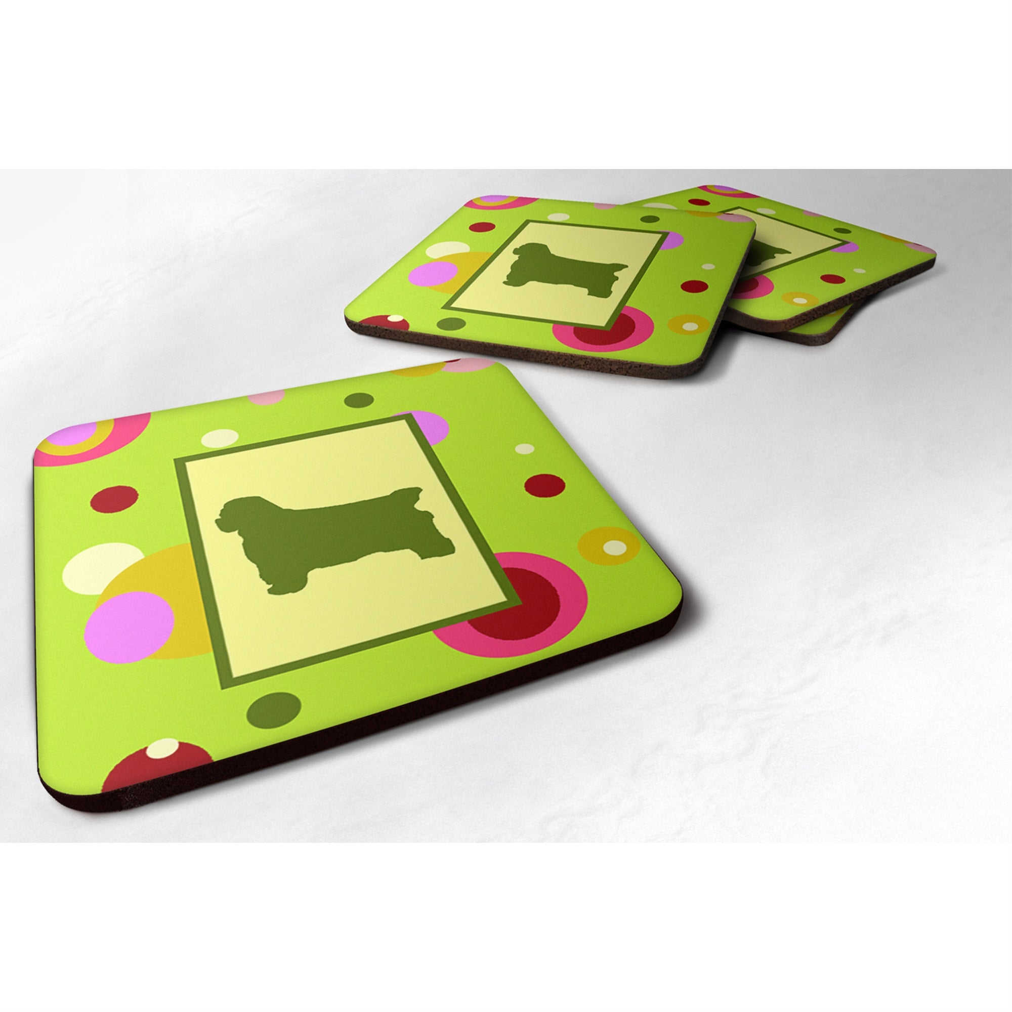Carolines Treasures CK1021FC Clumber Spaniel Foam Coasters (Set of 4) 3.5 H x 3.5 W Multicolor