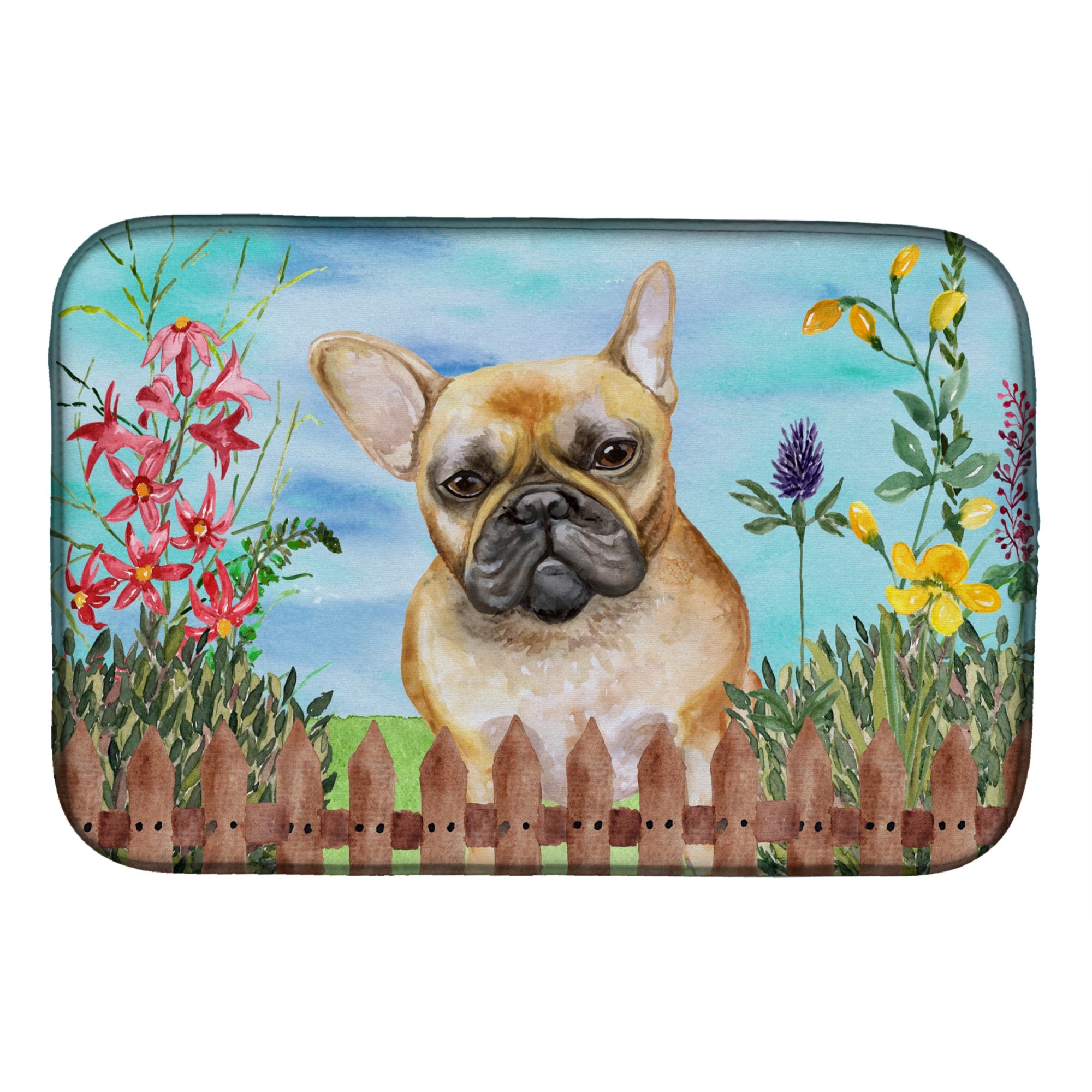 'Caroline'S Treasures French Bulldog Spring Dish Drying Mat, 14'''' X 21''''''