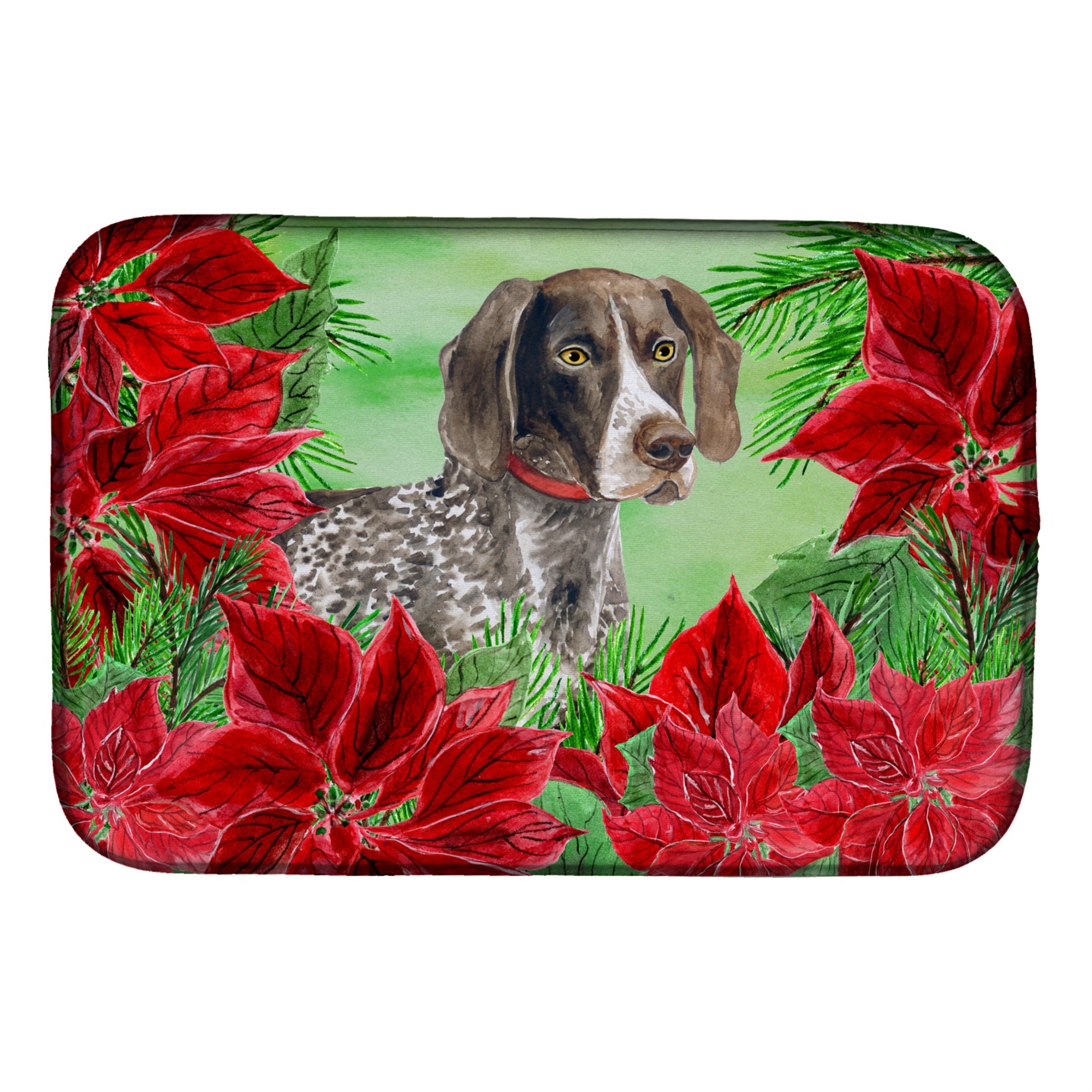 'Caroline'S Treasures German Shorthaired Pointer Poinsettias Dish Drying Mat, 14'''' X 21'''', Christmas Poinsettas''