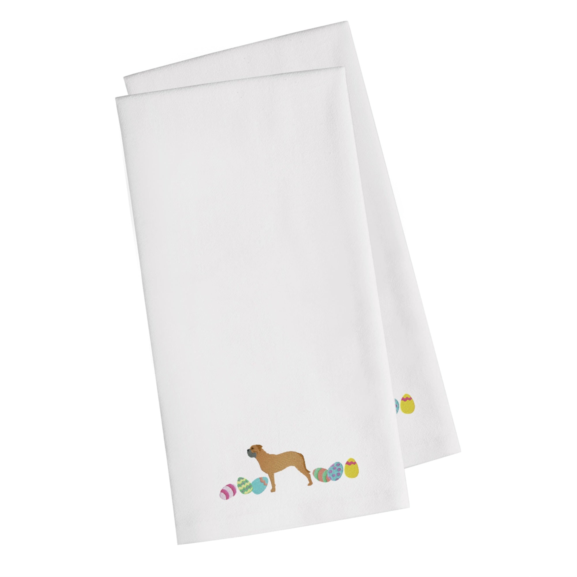 Caroline'S Treasures Ck1619Whtwe Bullmastiff Easter White Embroidered Kitchen Towel Set Of 2