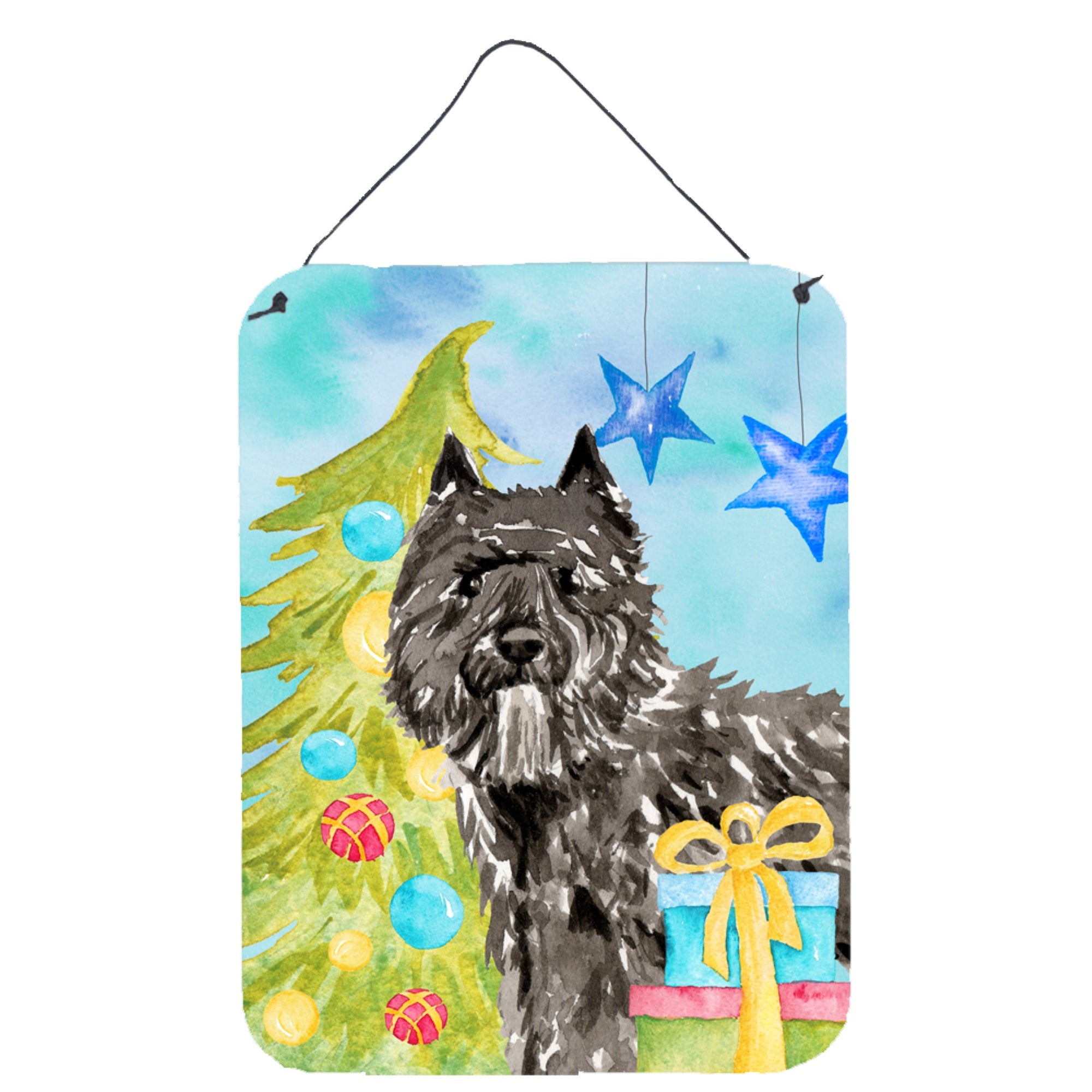 'Caroline'S Treasures Christmas Tree Bouvier Des Flandres Door Hanging Prints Wall-Decor, Multicolor''