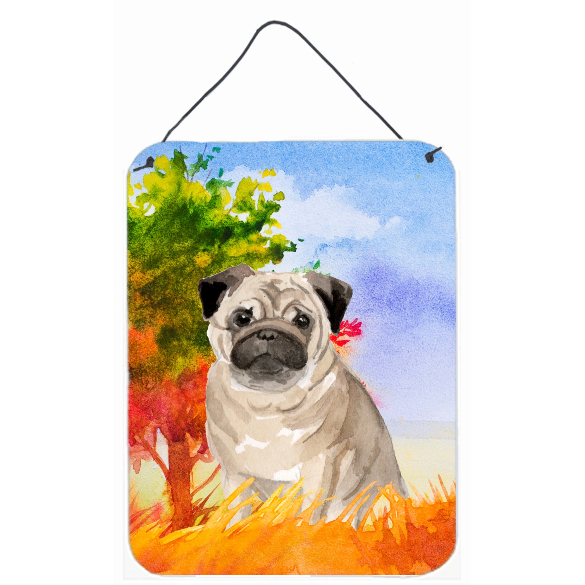 'Caroline'S Treasures Fall Fawn Pug Door Hanging Prints Wall-Decor, Multicolor''