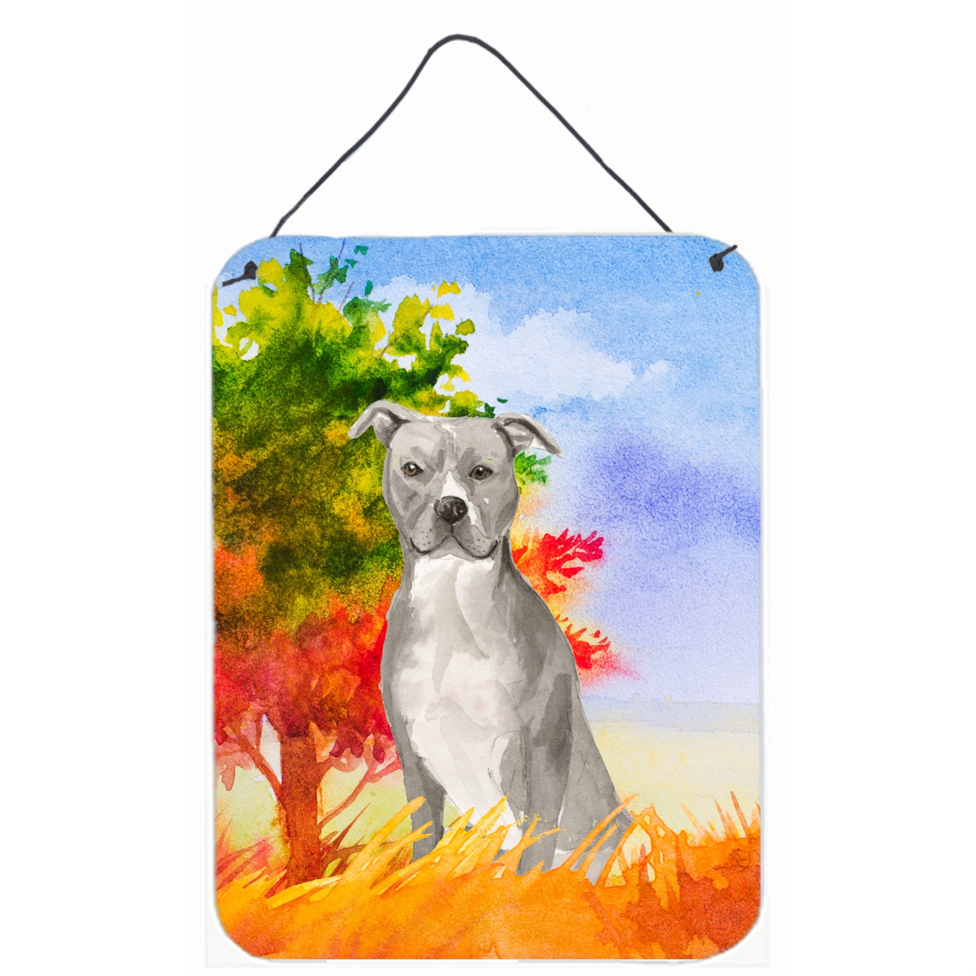 'Caroline'S Treasures Fall Staffordshire Bull Terrier Door Hanging Prints Wall-Decor, Multicolor''