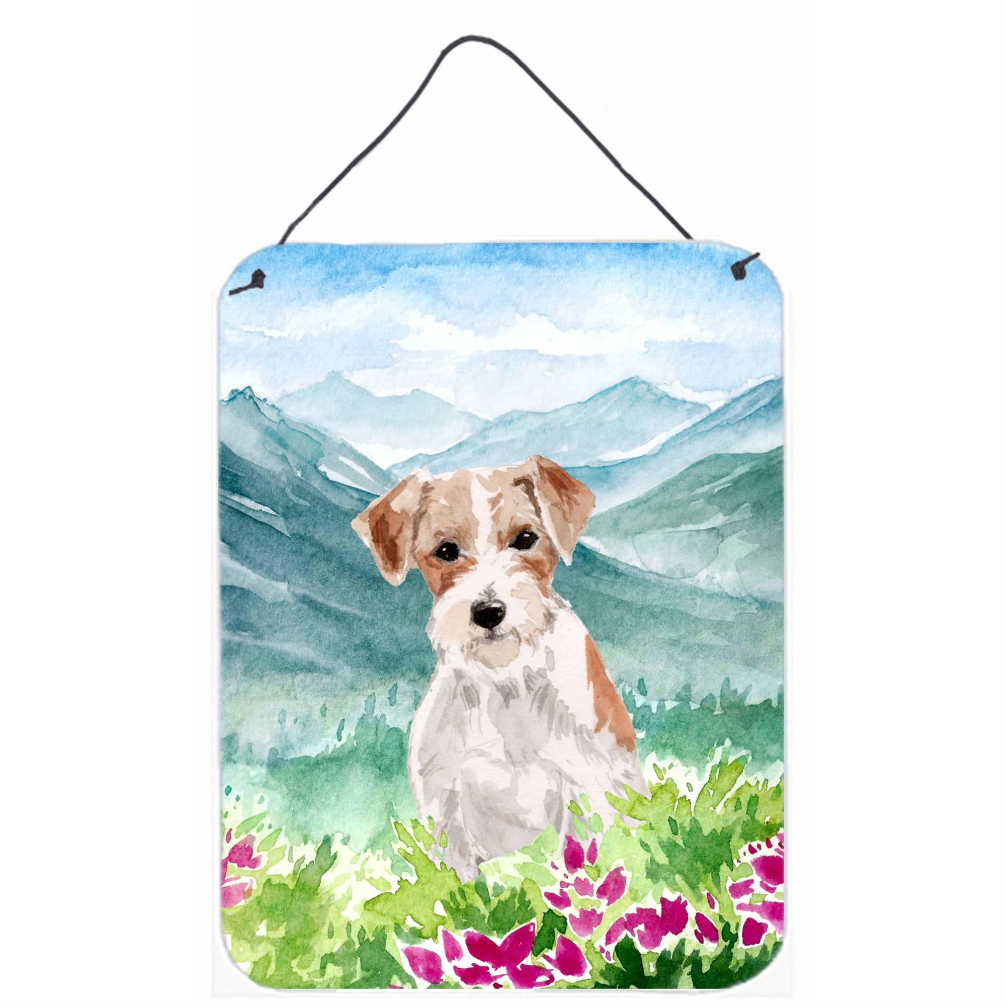 'Caroline'S Treasures Mountian Flowers Jack Russell Terrier Door Hanging Prints Wall-Decor, Multicolor''