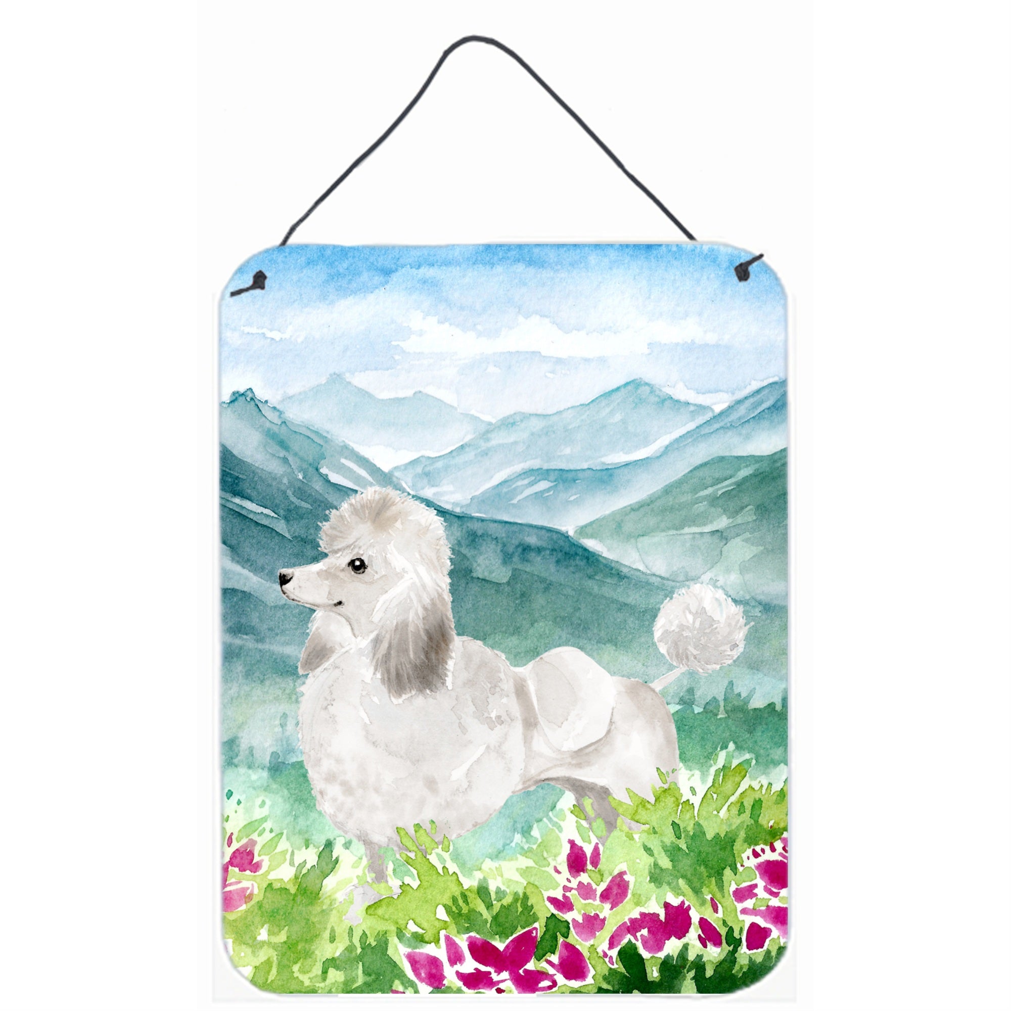Caroline'S Treasures Mountian Flowers White Poodle Door Hanging Prints Wall-Decor