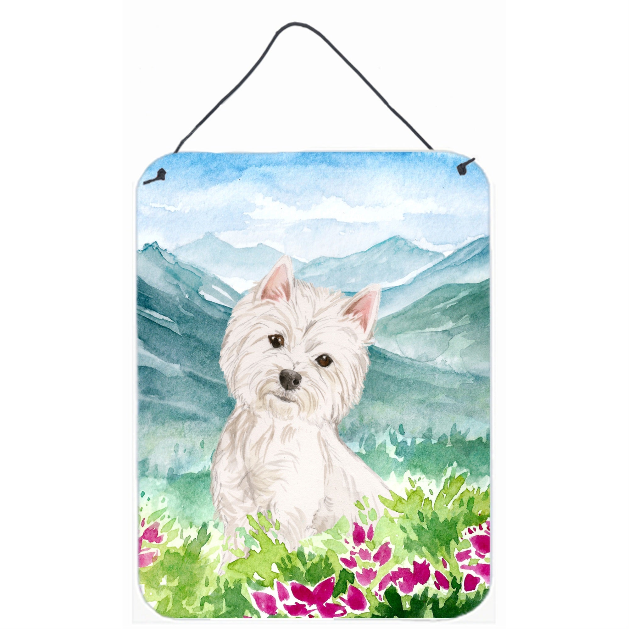 'Caroline'S Treasures Mountian Flowers Westie Door Hanging Prints Wall-Decor, Multicolor''