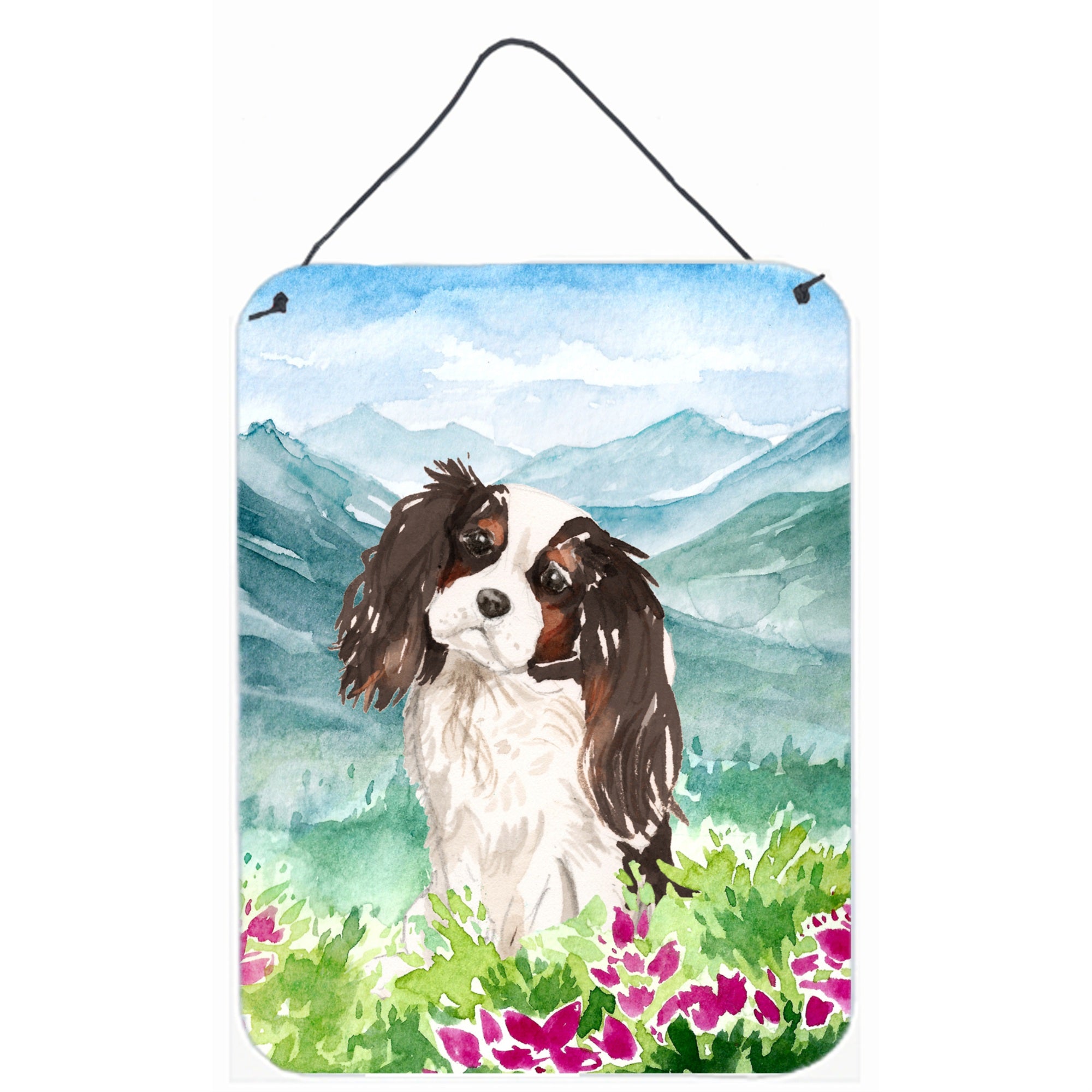 'Caroline'S Treasures Mountian Flowers Tricolor Cavalier Spaniel Door Hanging Prints Wall-Decor, Multicolor''