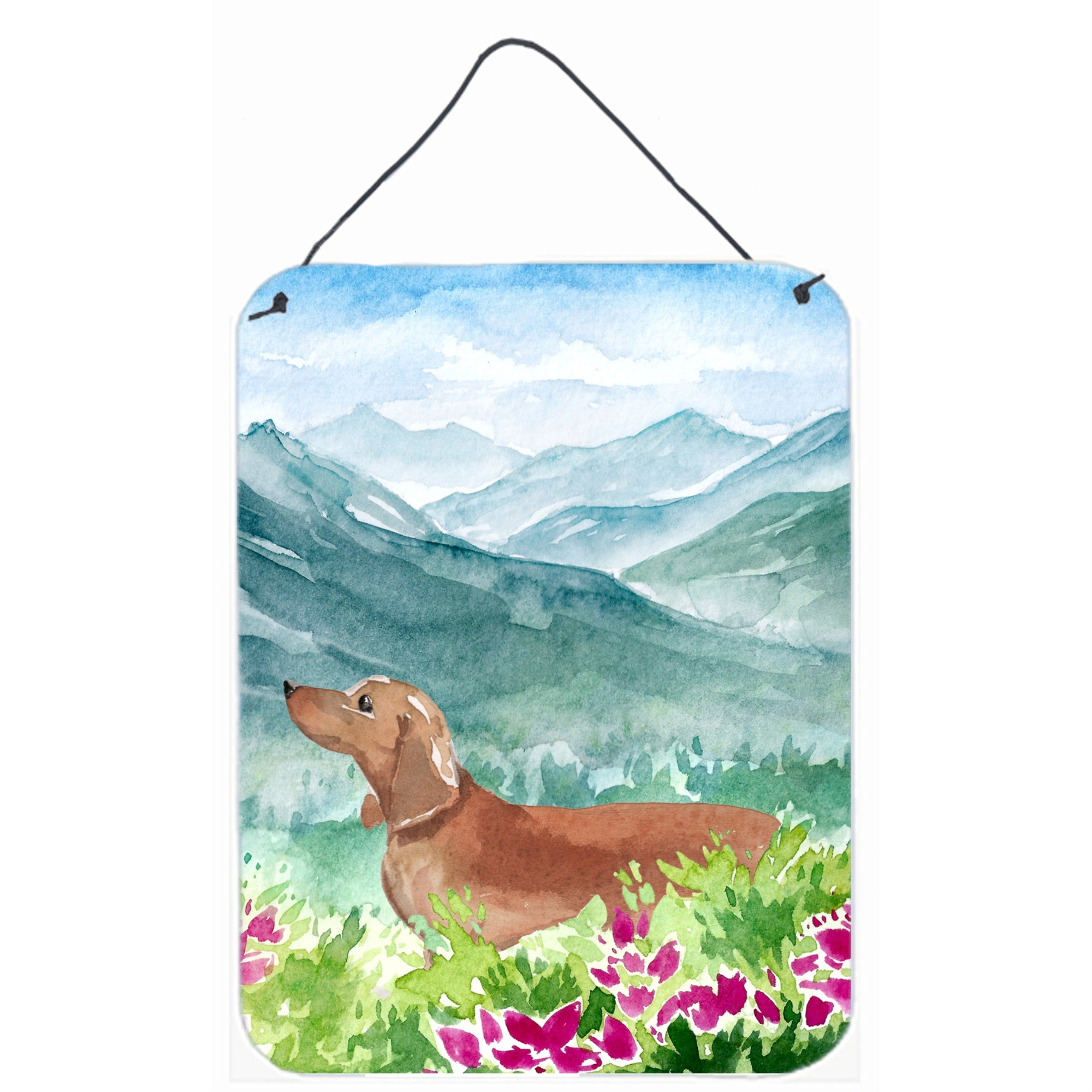 'Caroline'S Treasures Mountian Flowers Red Dachshund Door Hanging Prints Wall-Decor, Multicolor''