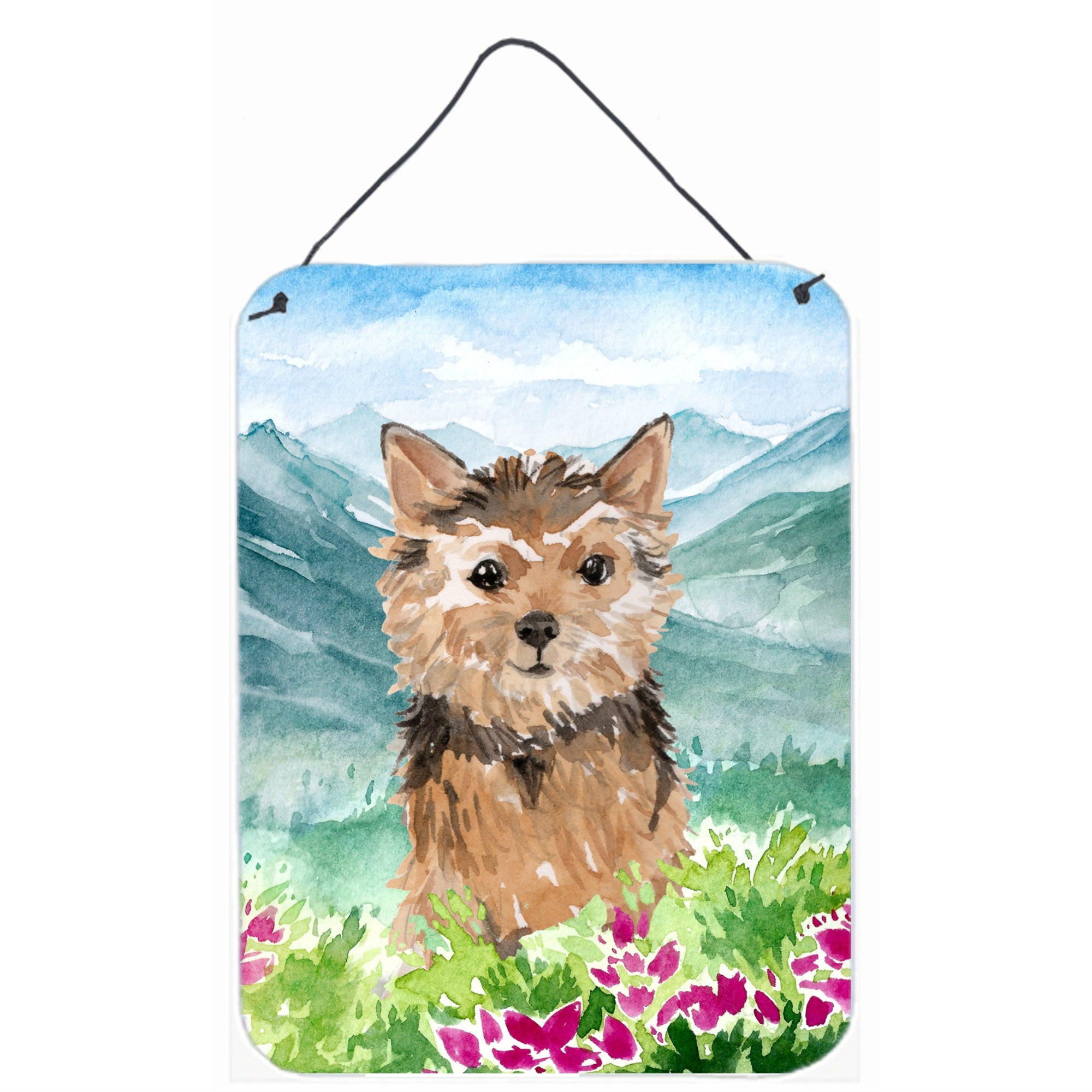 'Caroline'S Treasures Mountian Flowers Norwich Terrier Door Hanging Prints Wall-Decor, Multicolor''