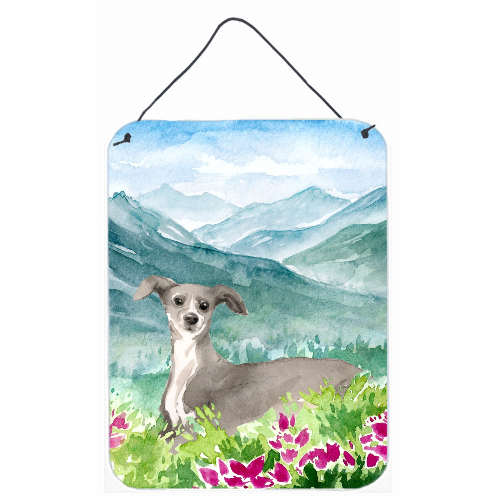 'Caroline'S Treasures Mountian Flowers Italian Greyhound Door Hanging Prints Wall-Decor, Multicolor''