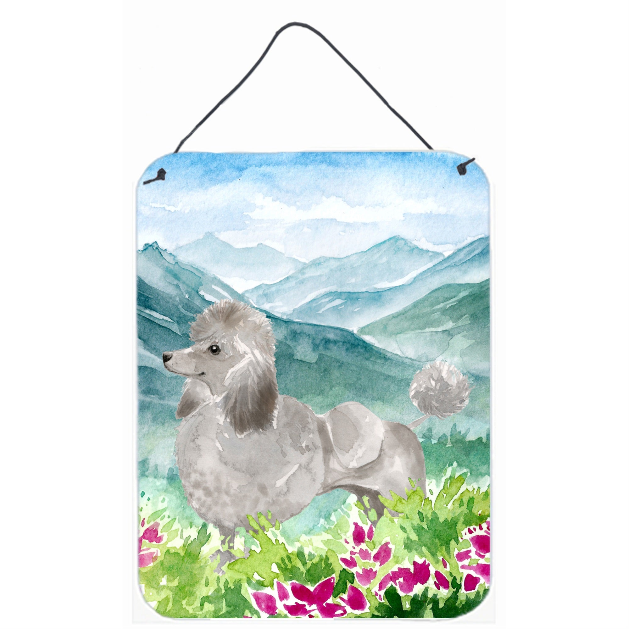 'Caroline'S Treasures Mountian Flowers Silver Poodle Door Hanging Prints Wall-Decor, Multicolor''