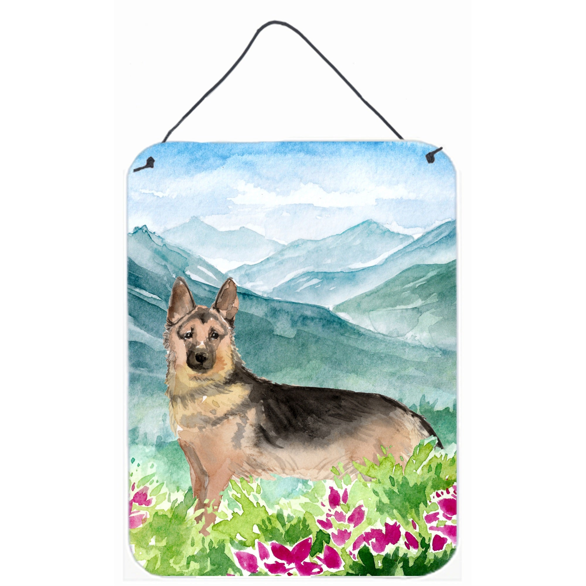 'Caroline'S Treasures Mountian Flowers German Shepherd Door Hanging Prints Wall-Decor, Multicolor''