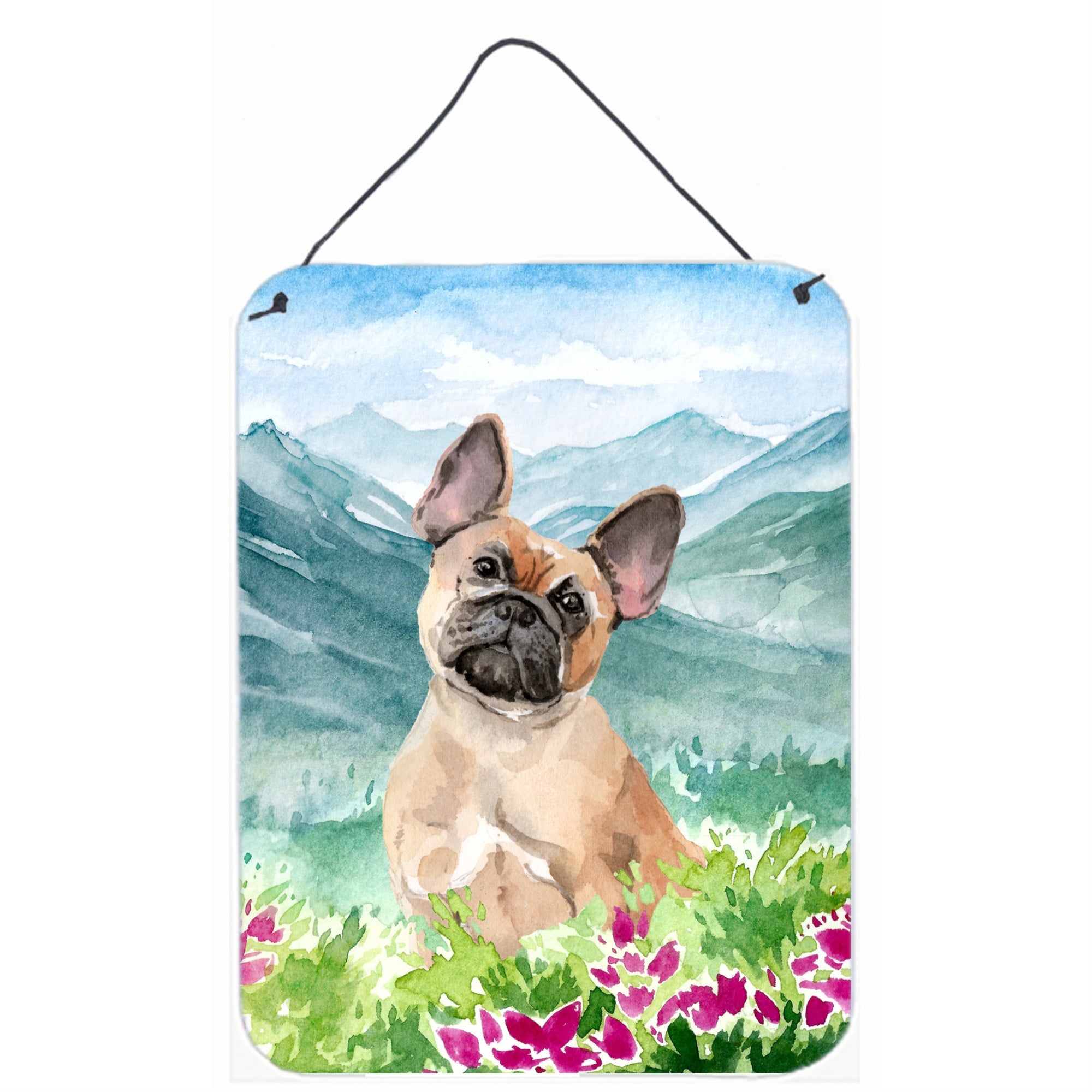 'Caroline'S Treasures Mountian Flowers Fawn French Bulldog Door Hanging Prints Wall-Decor, Multicolor''