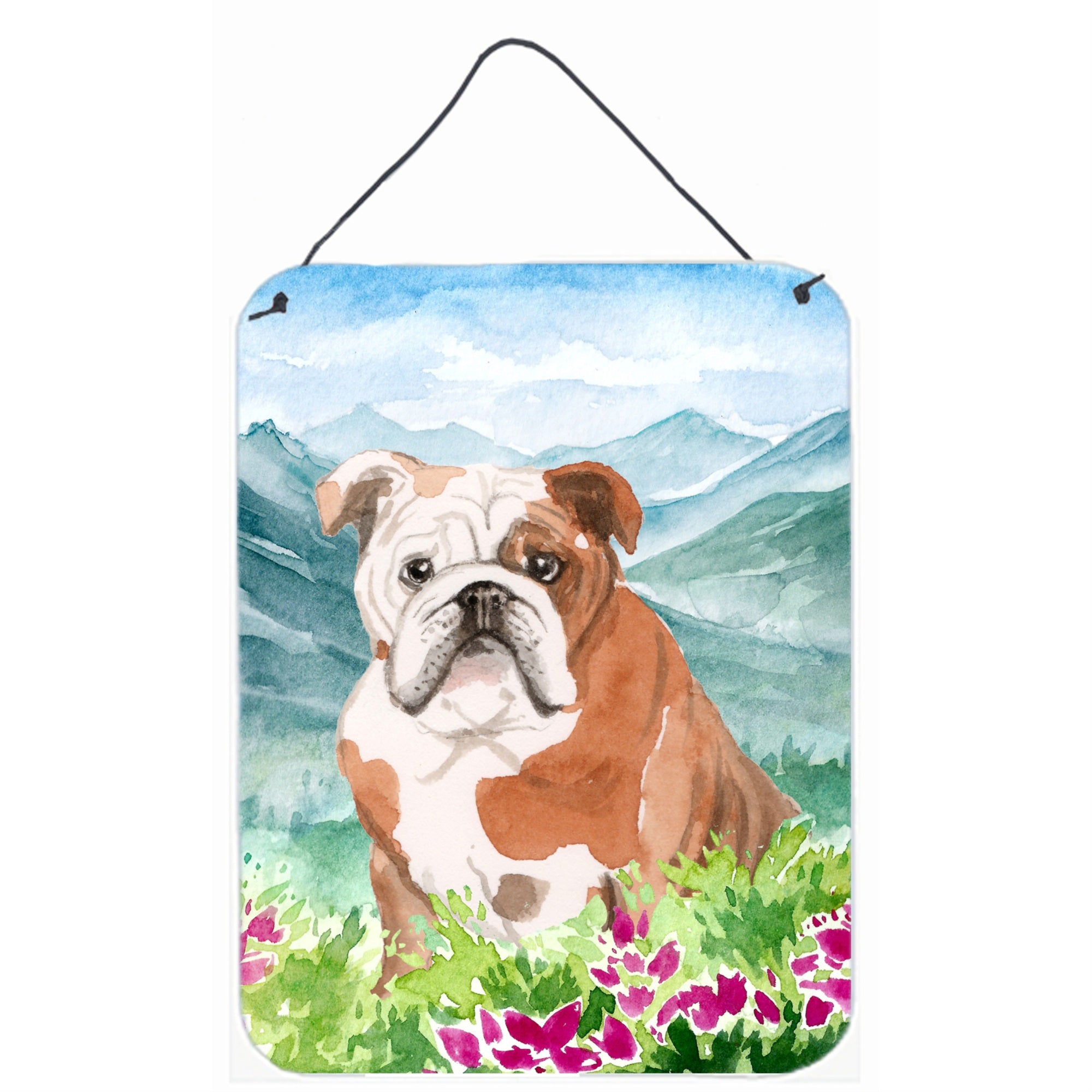 'Caroline'S Treasures Mountian Flowers English Bulldog Door Hanging Prints Wall-Decor, Multicolor''