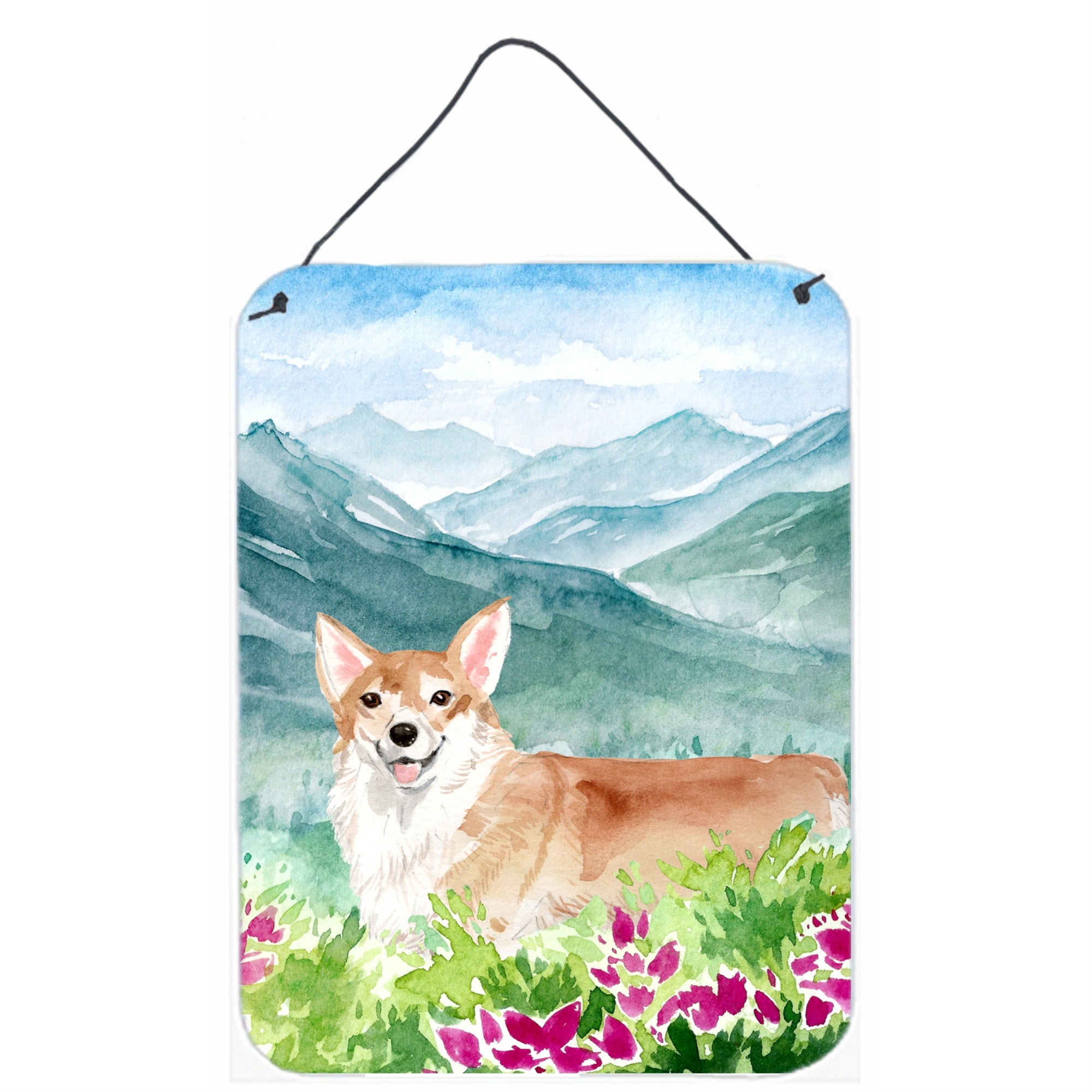 'Caroline'S Treasures Mountian Flowers Corgi Door Hanging Prints Wall-Decor, Multicolor''